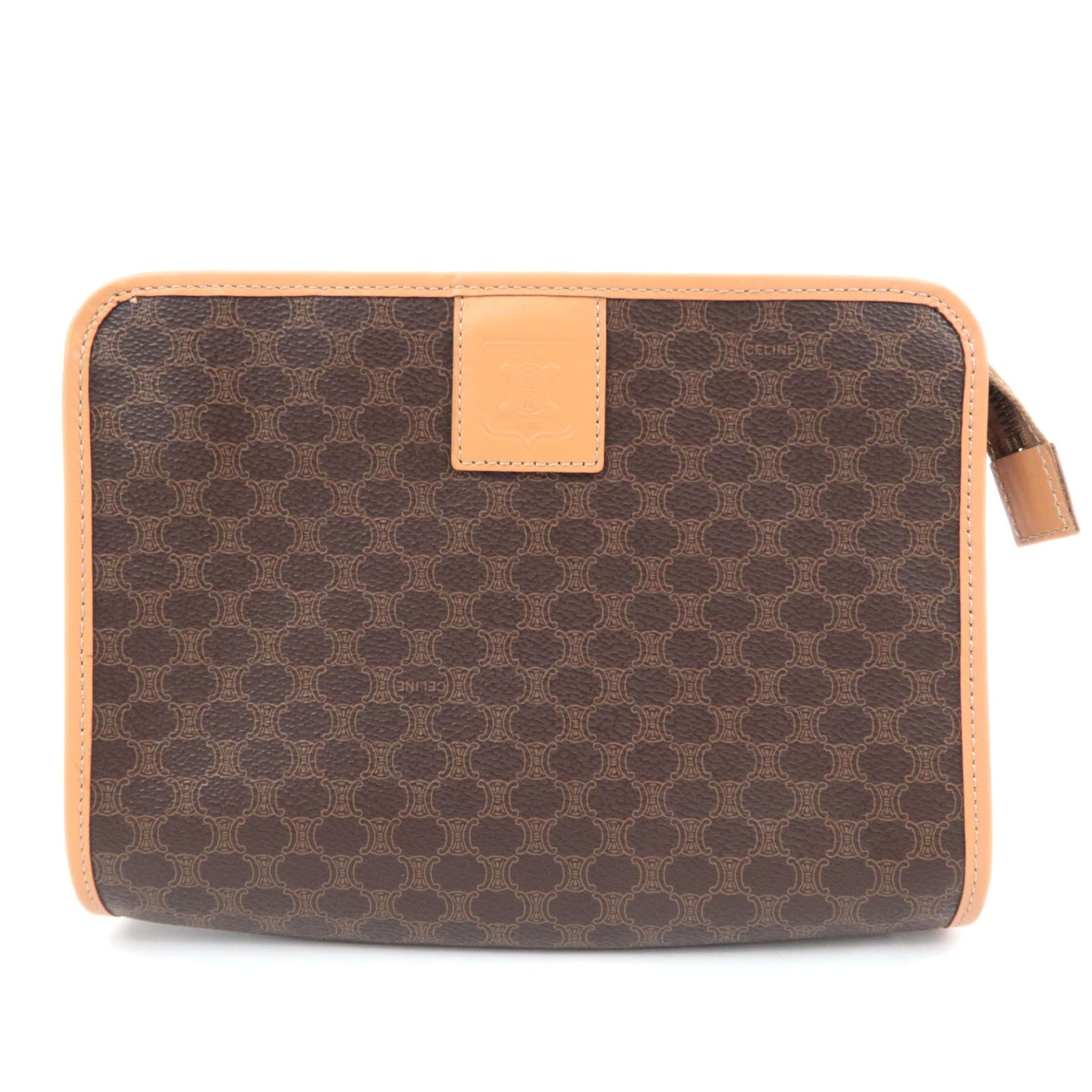 CELINE Macadam PVC Leather Clutch Bag Brown89990
