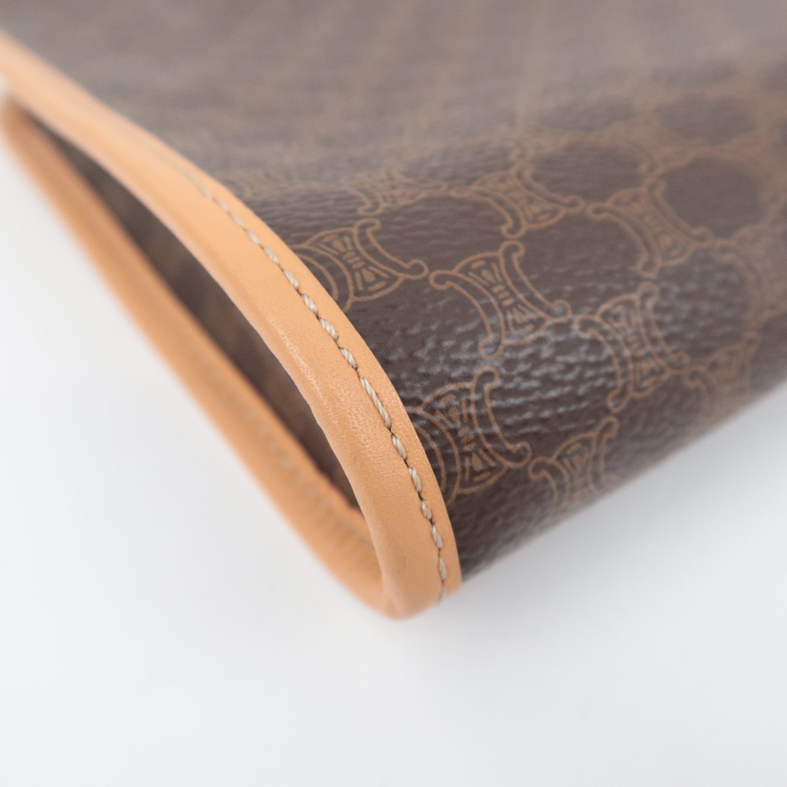 CELINE Macadam PVC Leather Clutch Bag Brown