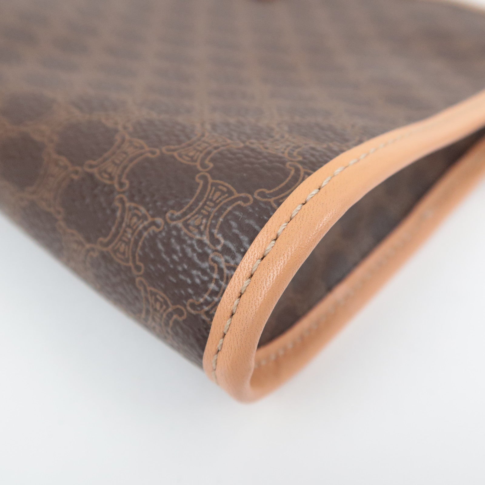CELINE Macadam PVC Leather Clutch Bag Brown