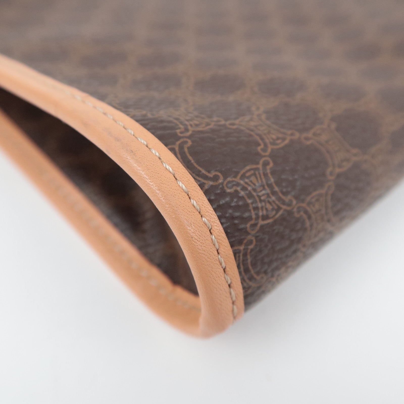 CELINE Macadam PVC Leather Clutch Bag Brown