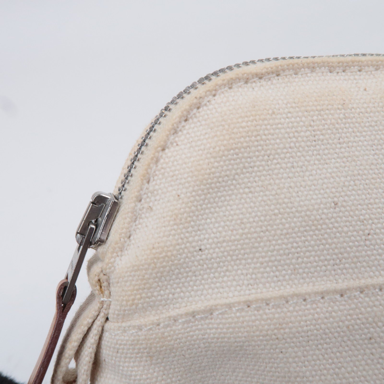 HERMES Bolide Pouch Mini 20 Canvas Leather Ivory
