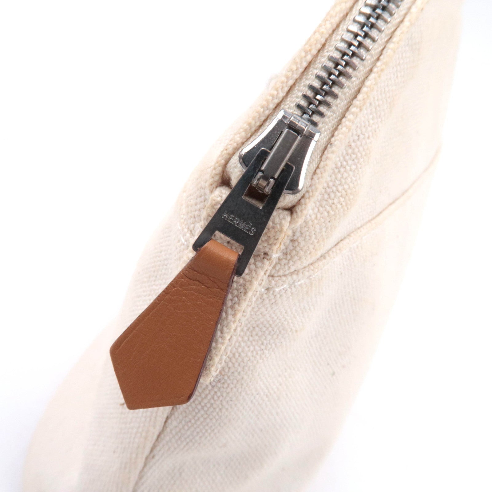 HERMES Bolide Pouch Mini 20 Canvas Leather Ivory