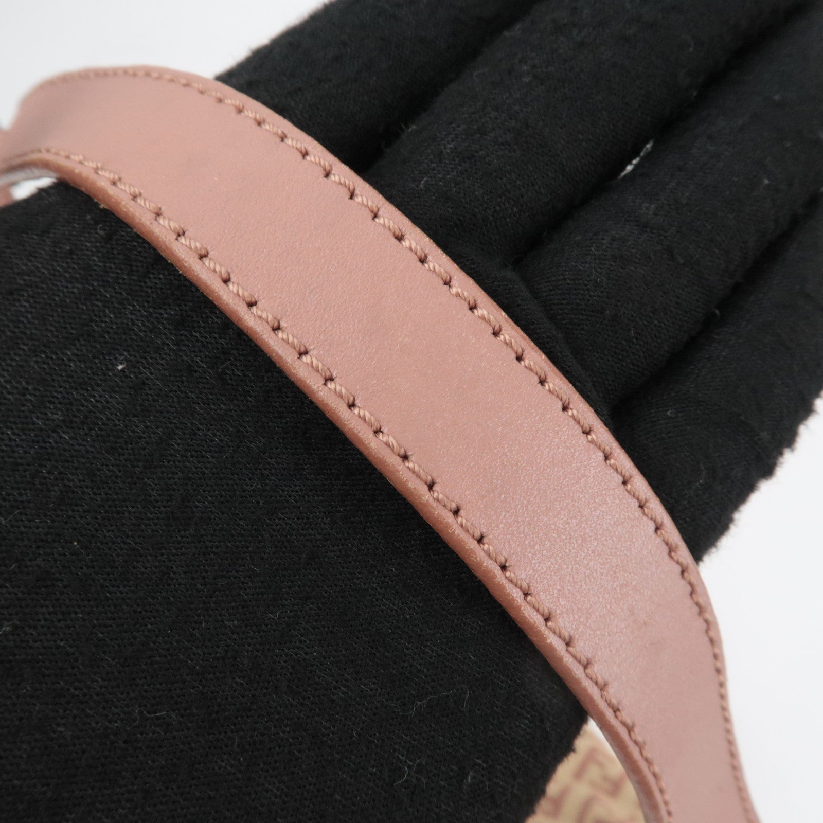 FENDI Zucchino Canvas Shoulder Bag Pink Beige 8BR325