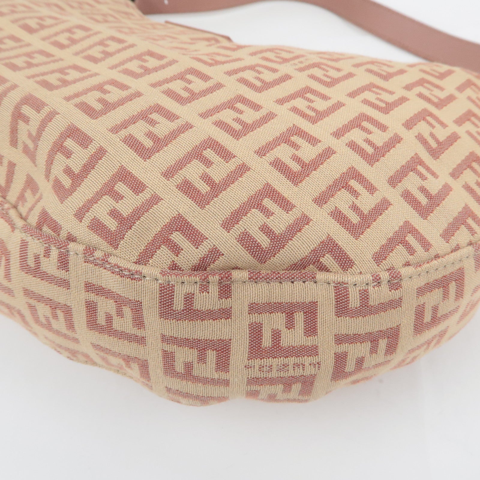 FENDI Zucchino Canvas Shoulder Bag Pink Beige 8BR325