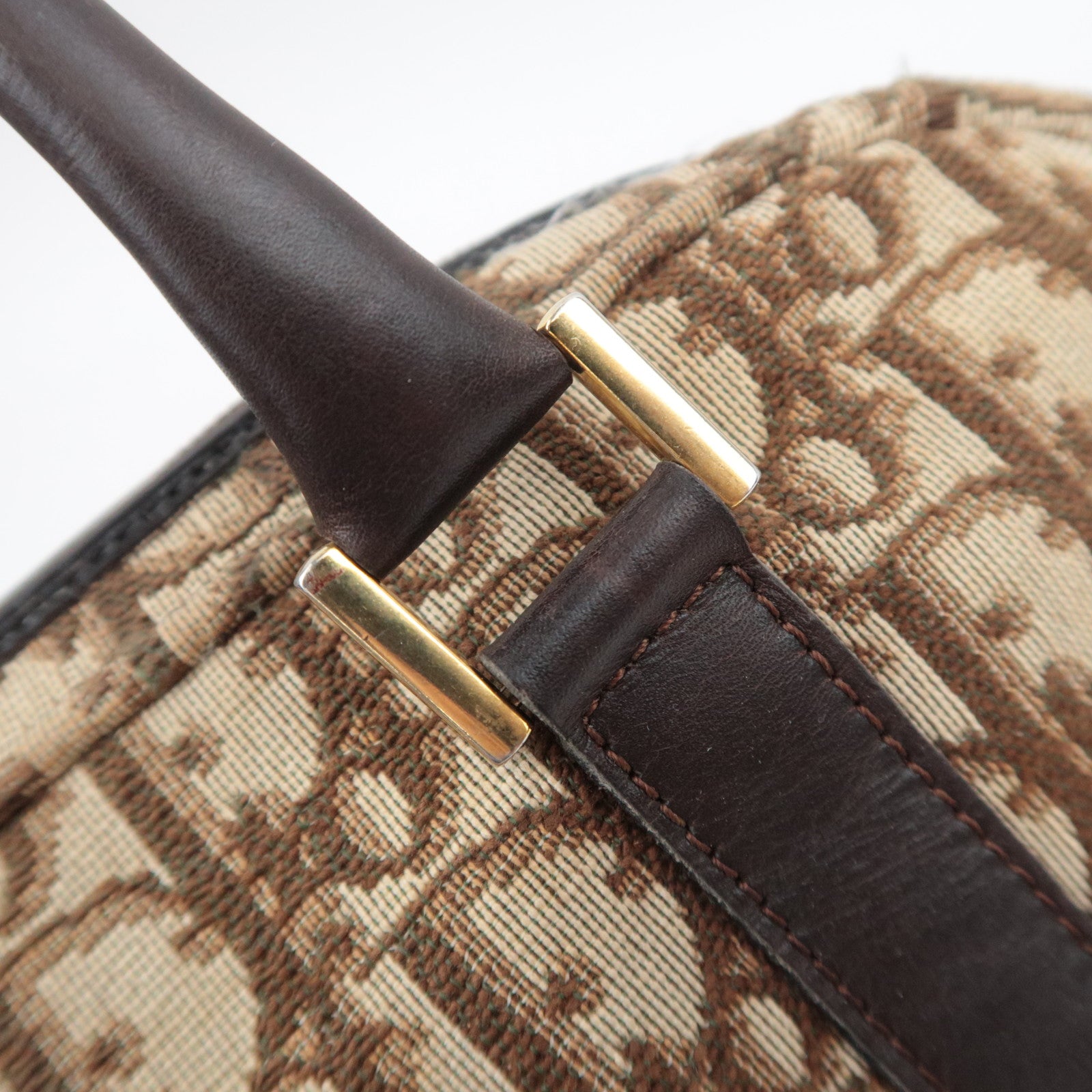 Christian Dior Trotter Canvas Leather Handbag Beige
