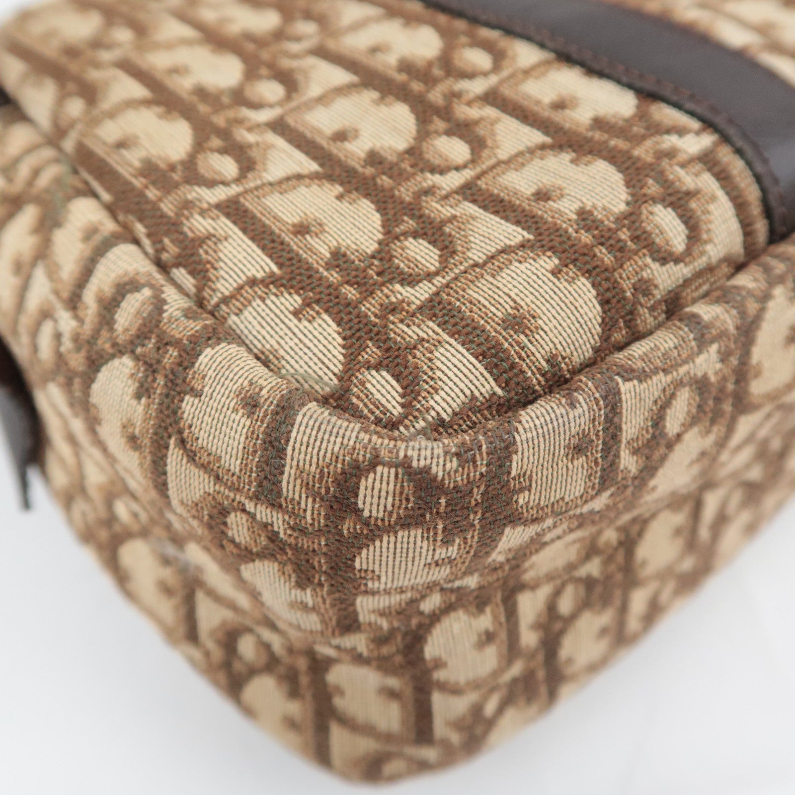 Christian Dior Trotter Canvas Leather Handbag Beige
