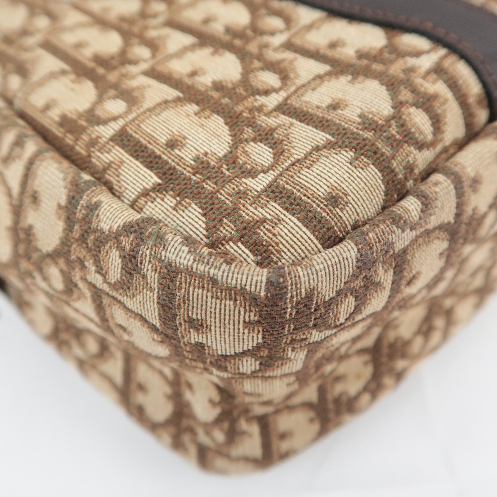 Christian Dior Trotter Canvas Leather Handbag Beige