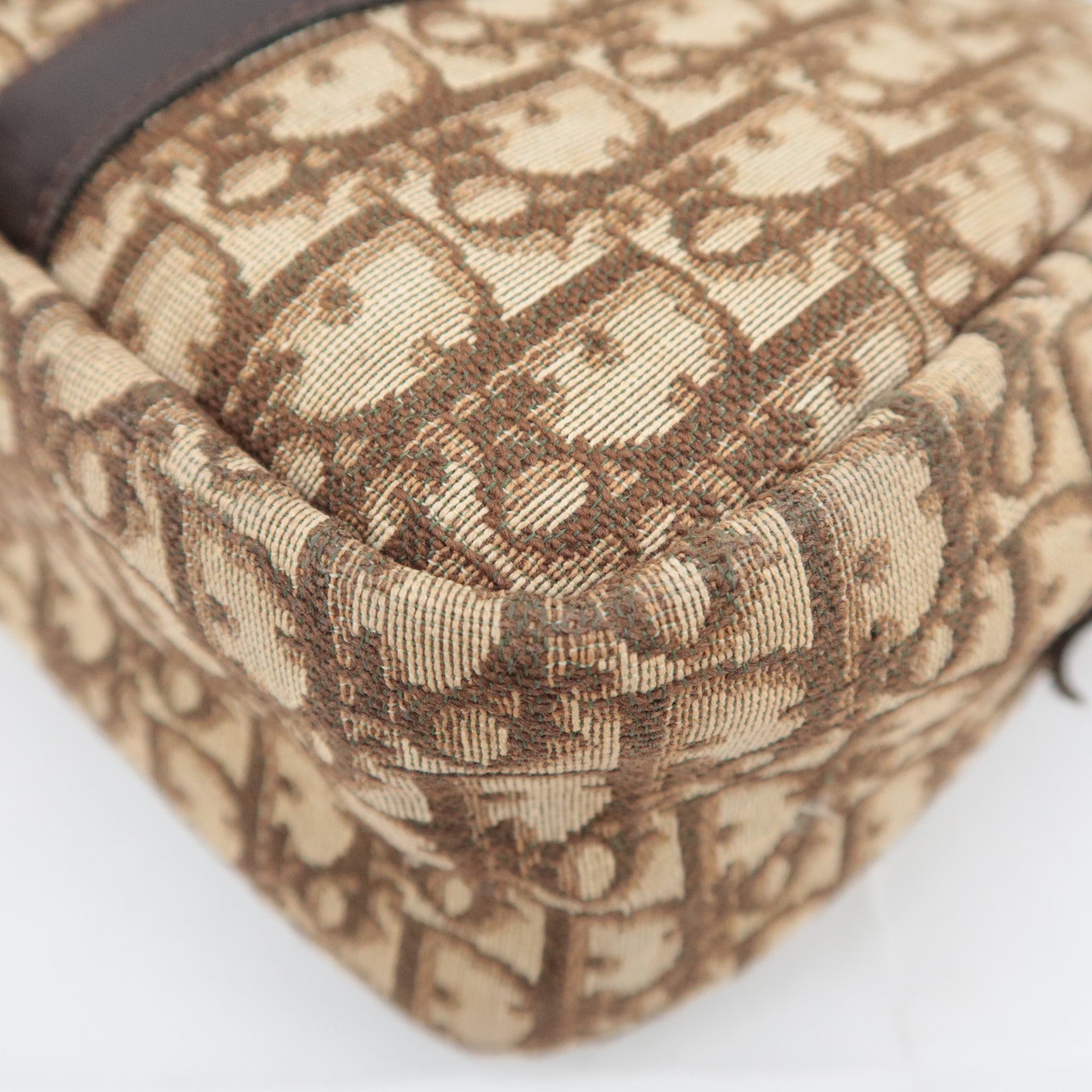 Christian Dior Trotter Canvas Leather Handbag Beige