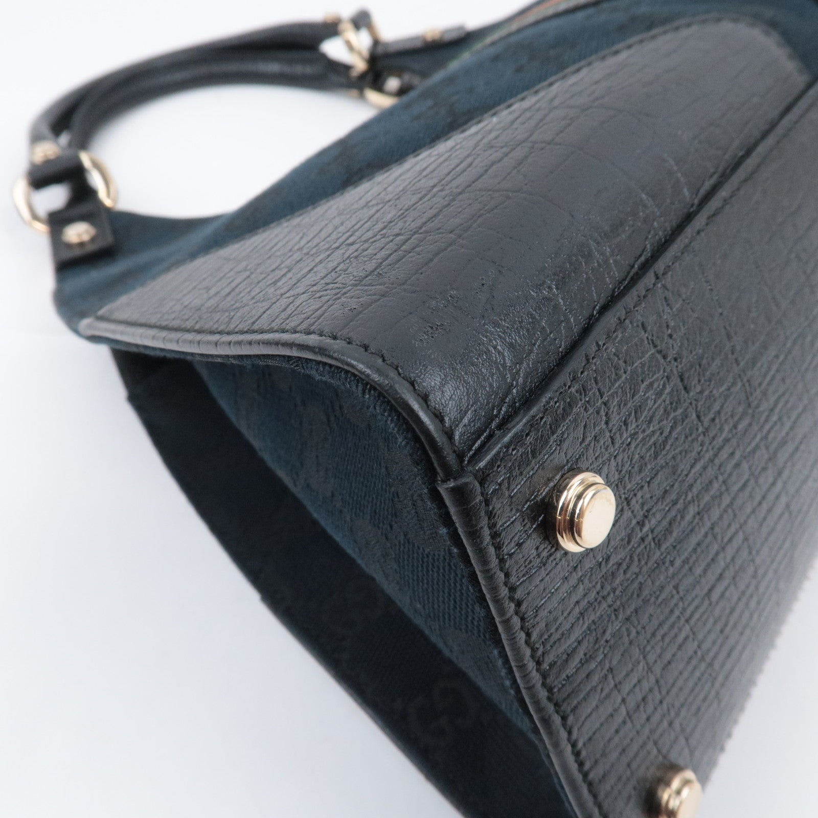 GUCCI Sherry GG Canvas Hobo Shoulder Bag Black 130995