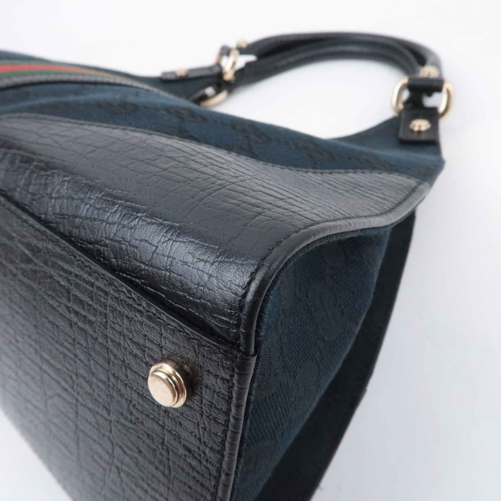 GUCCI Sherry GG Canvas Hobo Shoulder Bag Black 130995