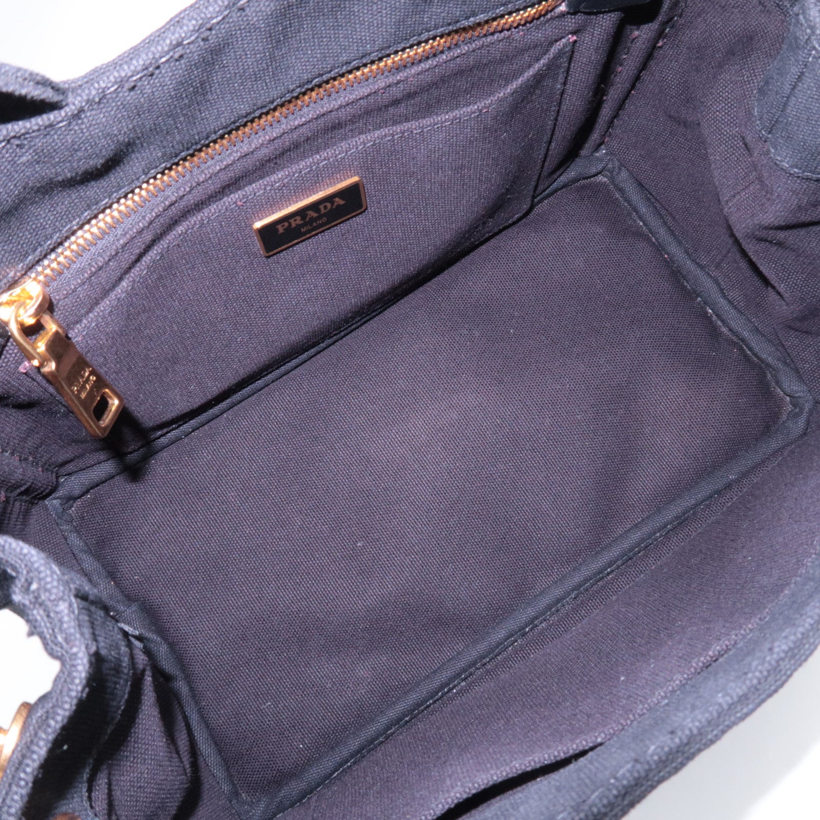 PRADA Canapa Mini 2Way Canvas Tote Bag Black 1BG439
