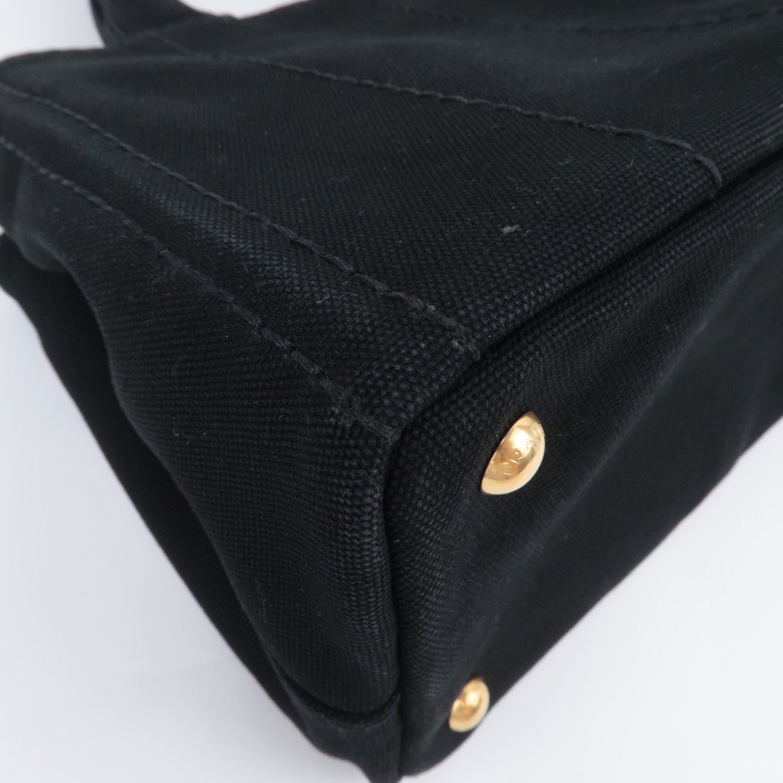 PRADA Canapa Mini 2Way Canvas Tote Bag Black 1BG439