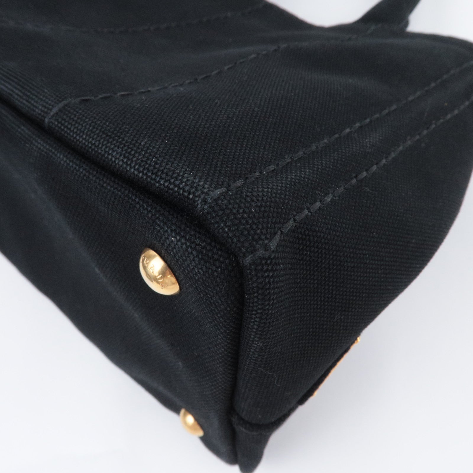 PRADA Canapa Mini 2Way Canvas Tote Bag Black 1BG439