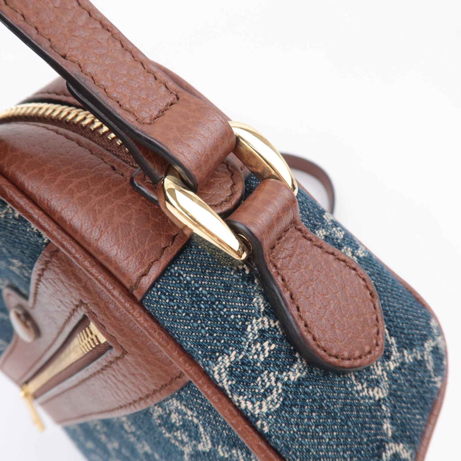 GUCCI Ophidia GG Denim Shoulder Bag Blue Brown 517350