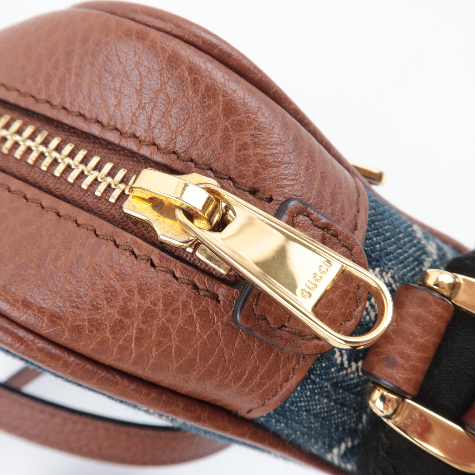 GUCCI Ophidia GG Denim Shoulder Bag Blue Brown 517350