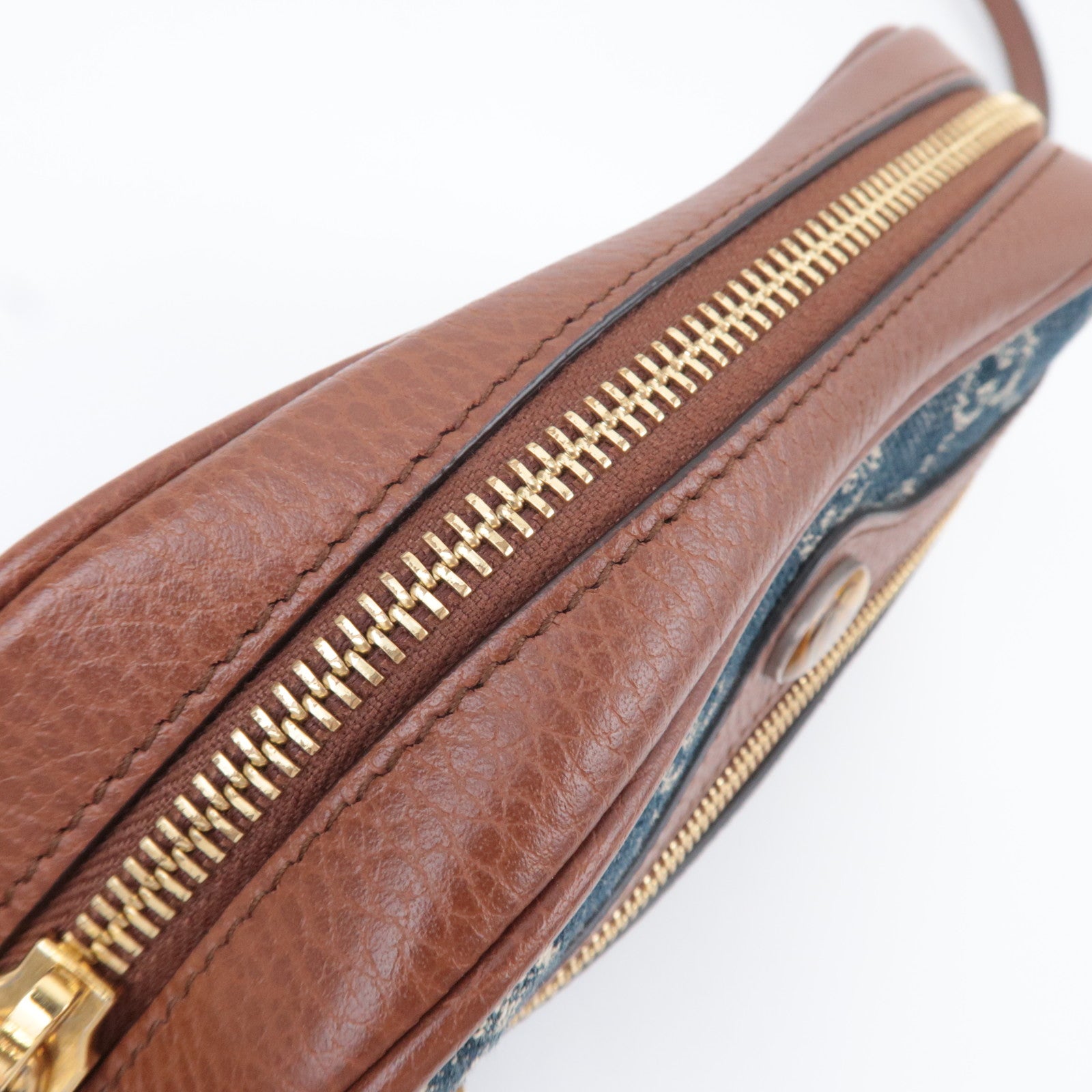 GUCCI Ophidia GG Denim Shoulder Bag Blue Brown 517350