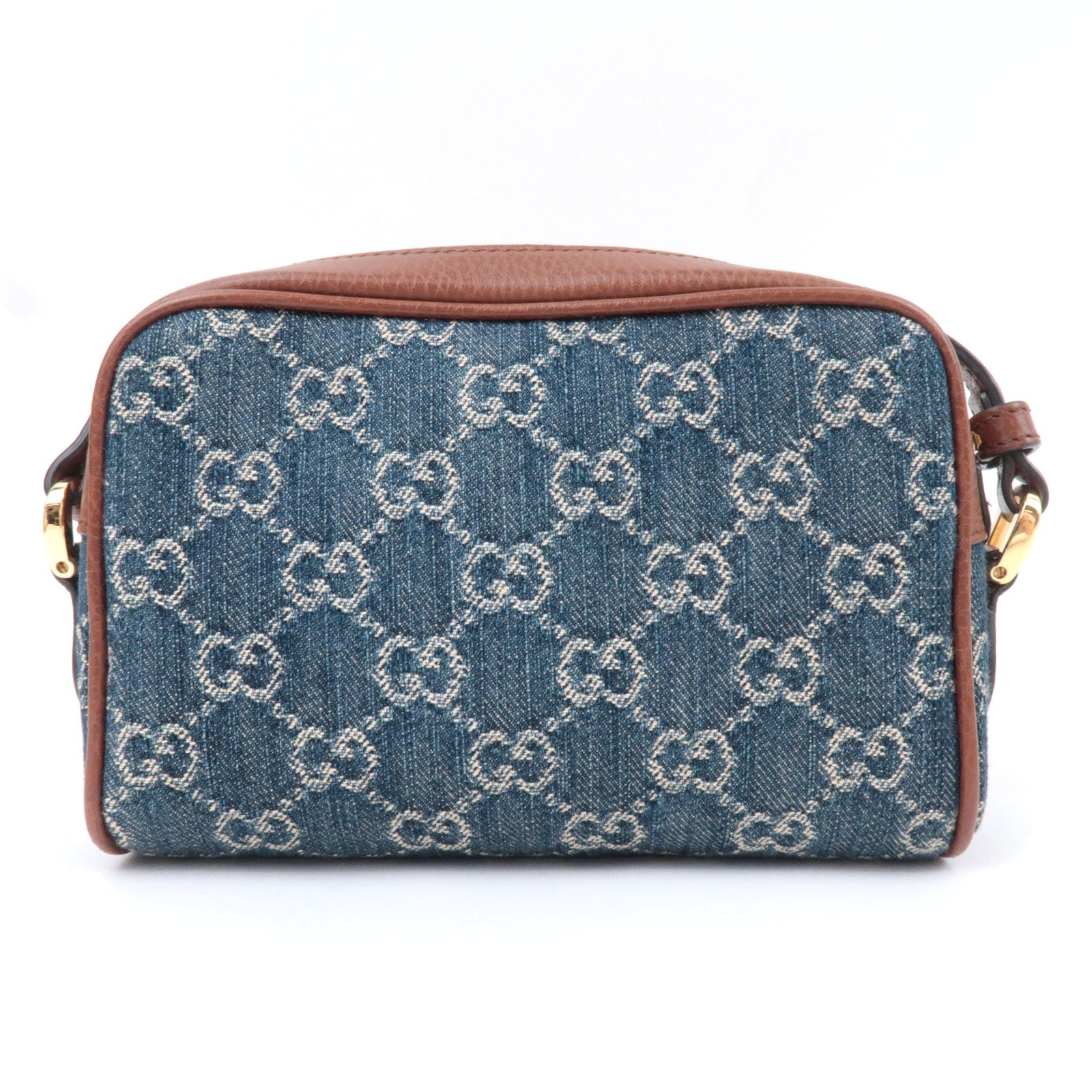 GUCCI Ophidia GG Denim Shoulder Bag Blue Brown 517350