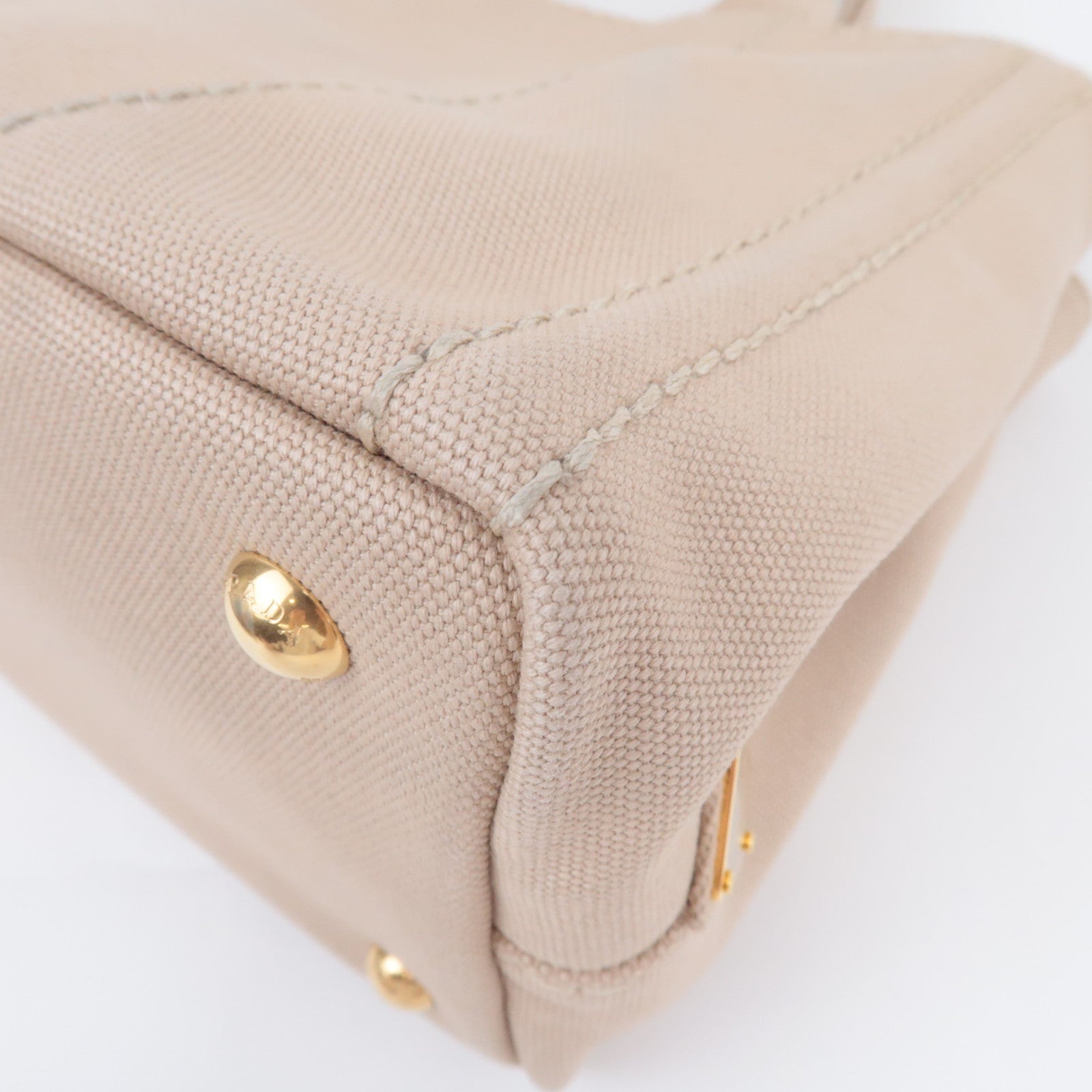 PRADA Canapa Mini 2Way Canvas Tote Bag Beige 1BG439