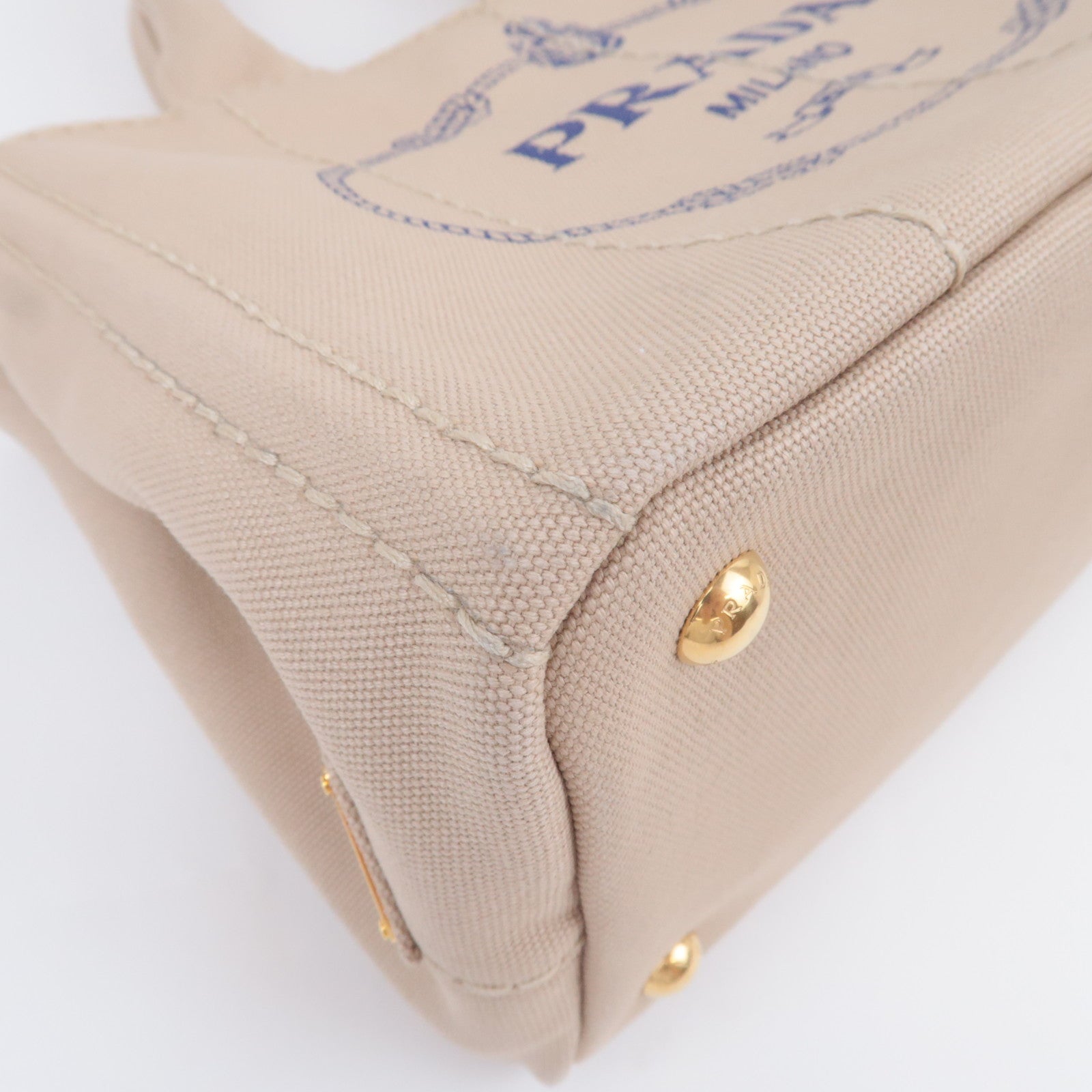 PRADA Canapa Mini 2Way Canvas Tote Bag Beige 1BG439