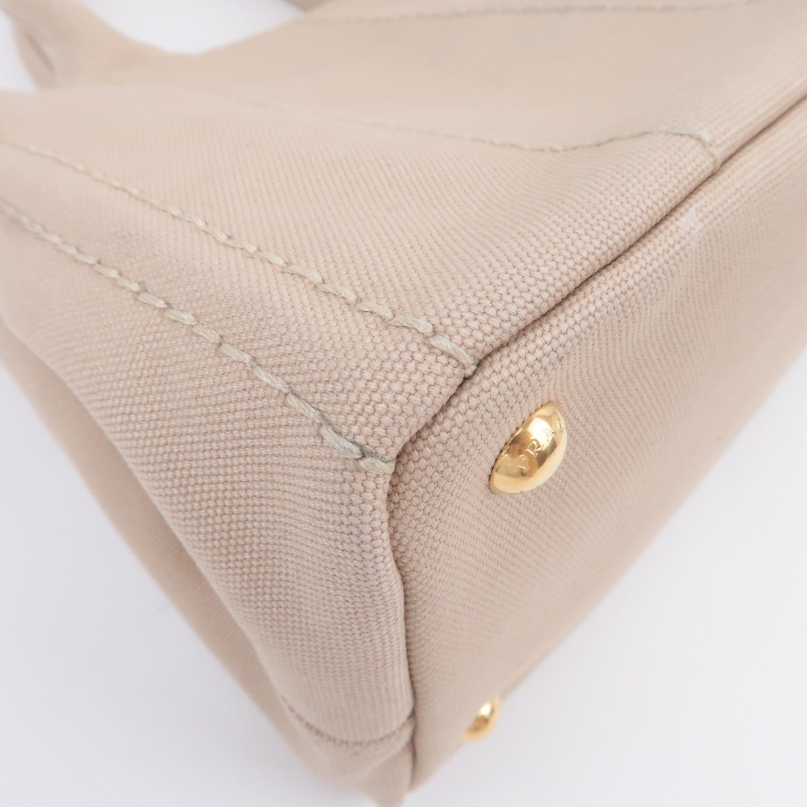 PRADA Canapa Mini 2Way Canvas Tote Bag Beige 1BG439