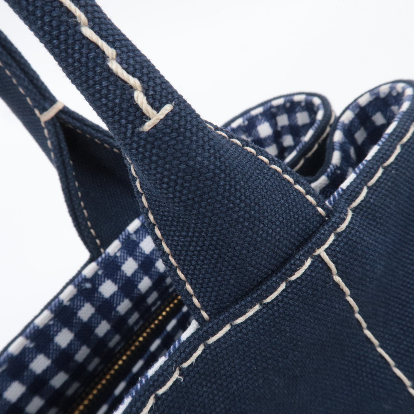 PRADA Canapa Mini 2Way Canvas Tote Bag Navy 1BG439