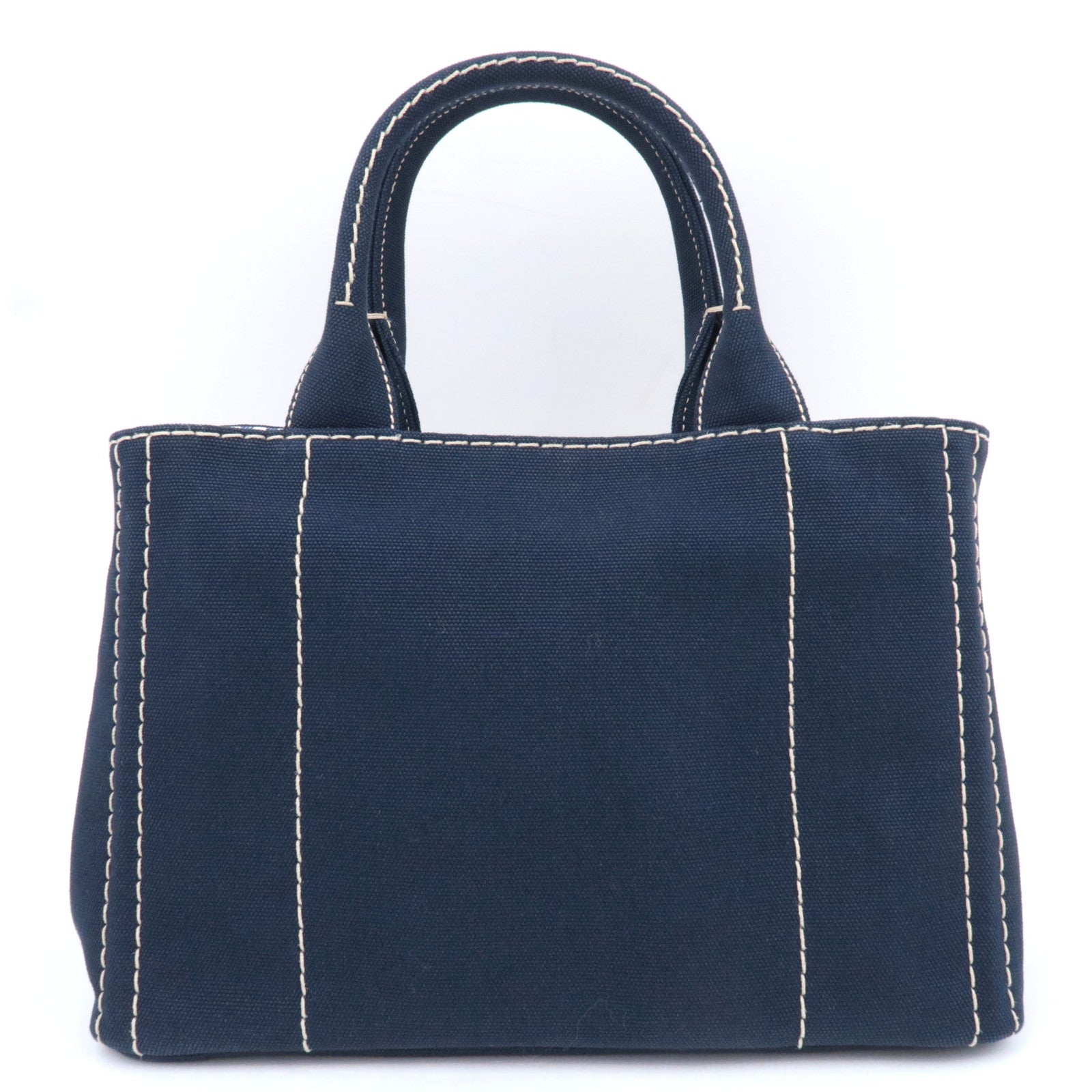 PRADA Canapa Mini 2Way Canvas Tote Bag Navy 1BG439