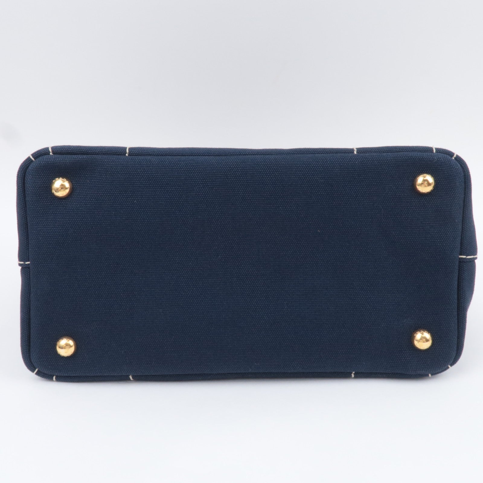 PRADA Canapa Mini 2Way Canvas Tote Bag Navy 1BG439