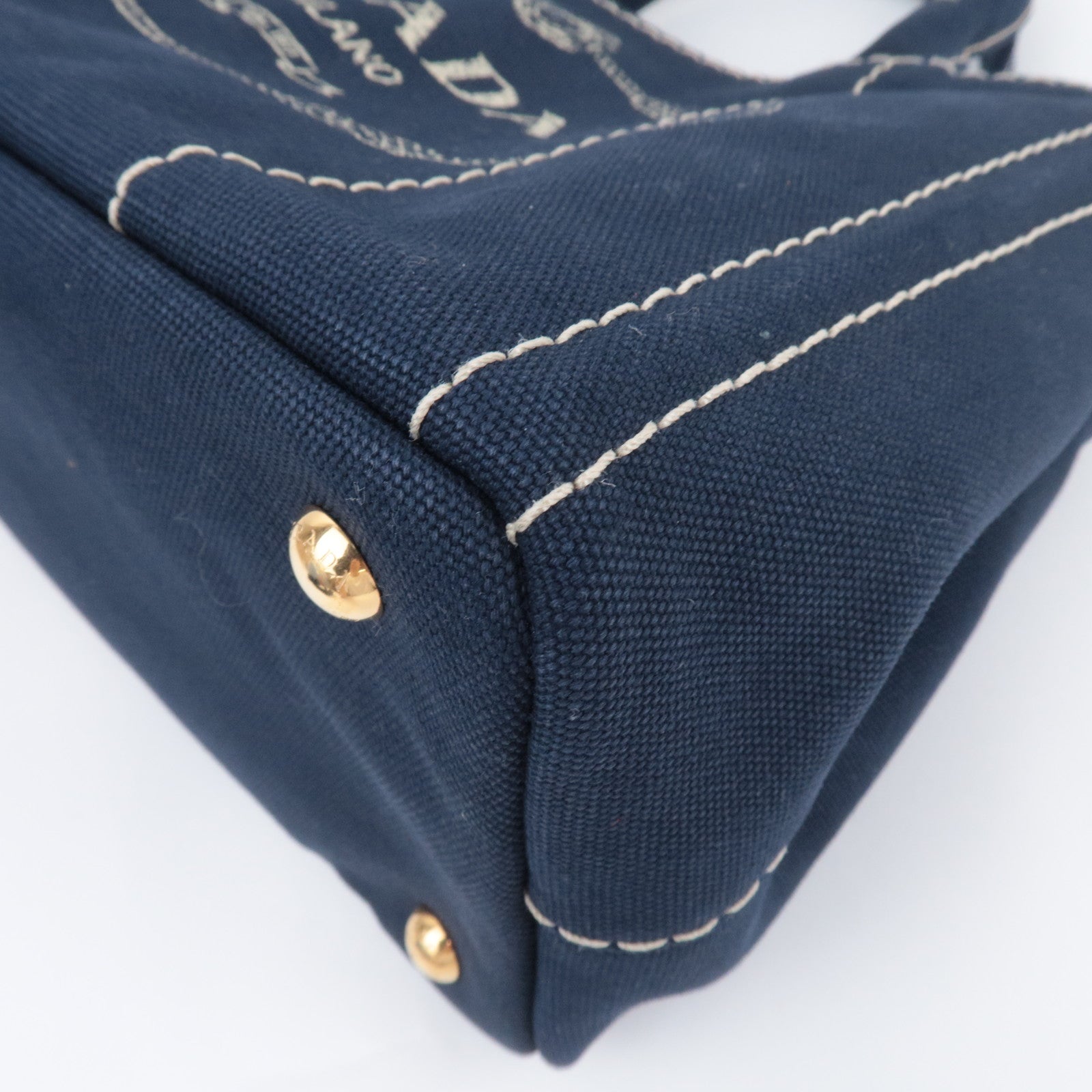PRADA Canapa Mini 2Way Canvas Tote Bag Navy 1BG439