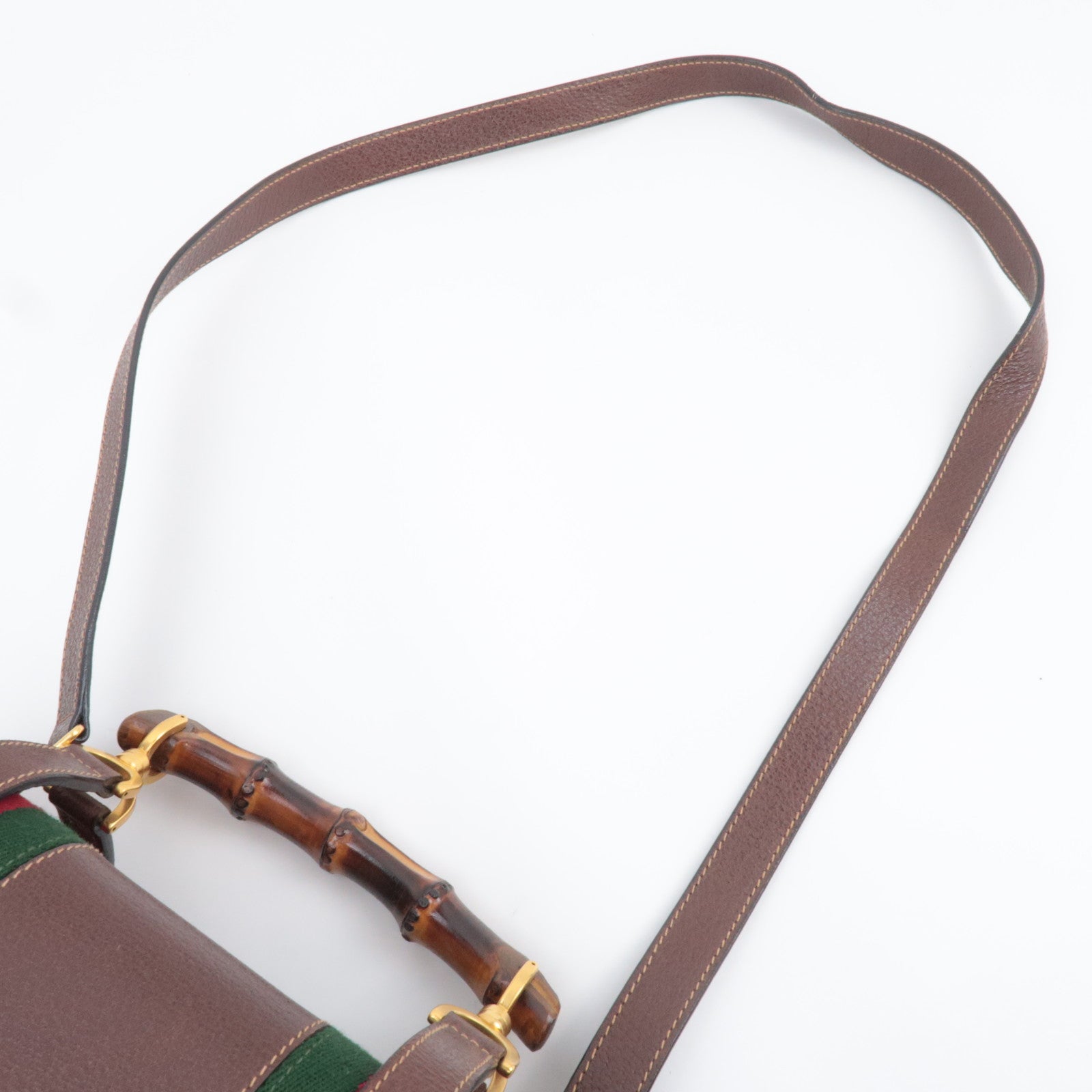 GUCCI Old Gucci Bamboo Sherry 2Way Leather Handbag Brown 000.110.0228