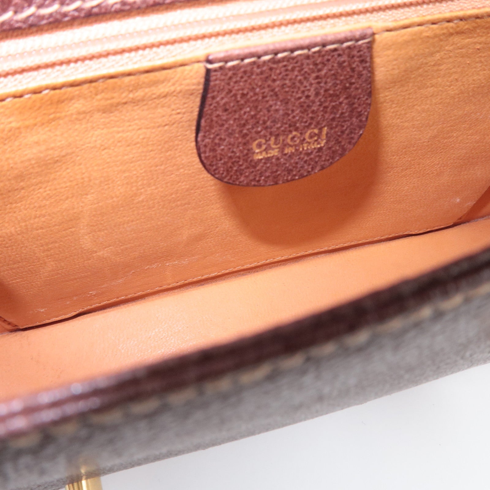 GUCCI Old Gucci Bamboo Sherry 2Way Leather Handbag Brown 000.110.0228