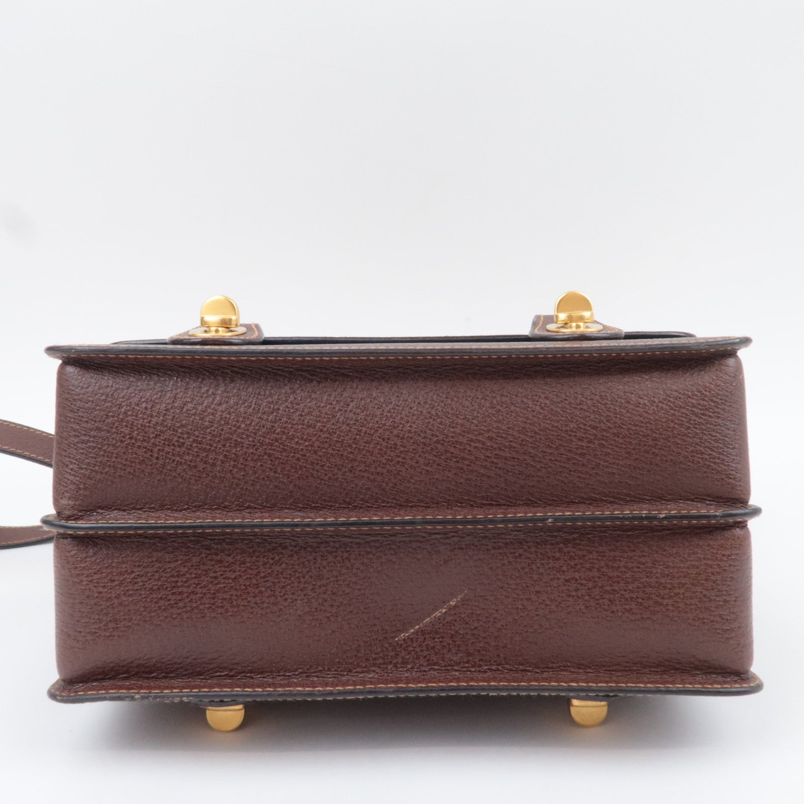 GUCCI Old Gucci Bamboo Sherry 2Way Leather Handbag Brown 000.110.0228
