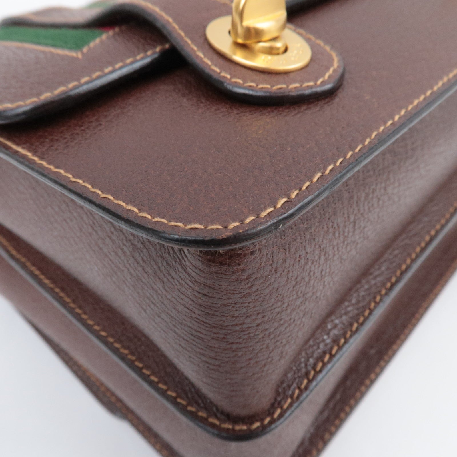 GUCCI Old Gucci Bamboo Sherry 2Way Leather Handbag Brown 000.110.0228