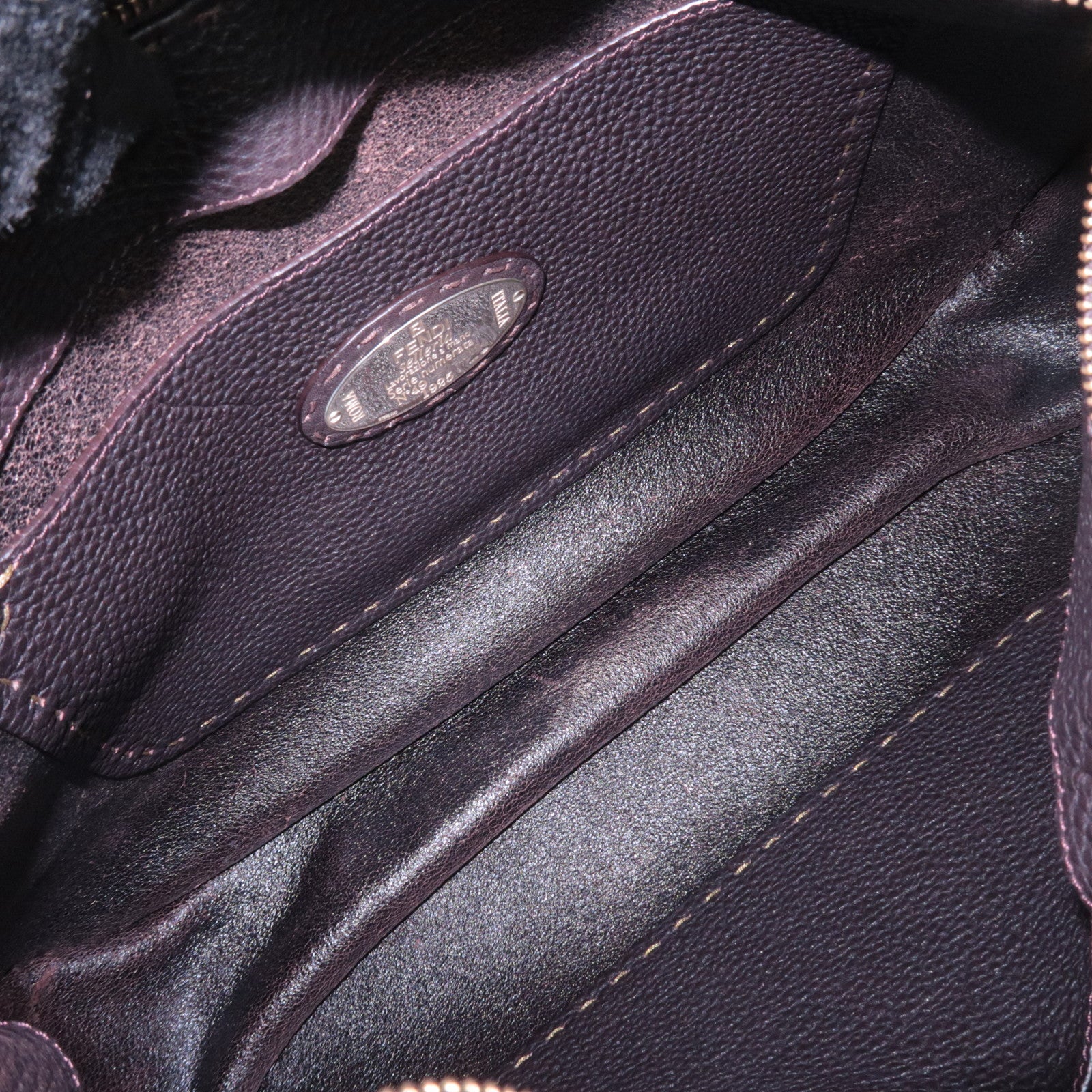 FENDI Selleria Hobo Leather Shoulder Bag Dark Brown 8BR582