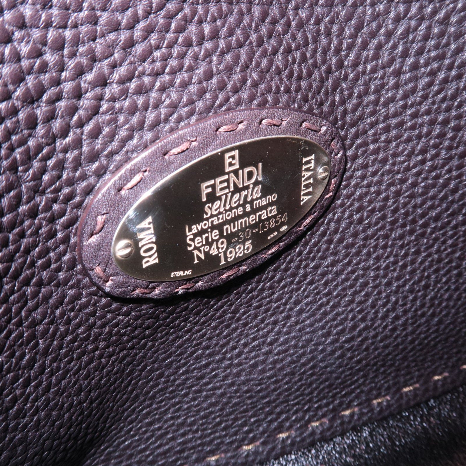 FENDI Selleria Hobo Leather Shoulder Bag Dark Brown 8BR582
