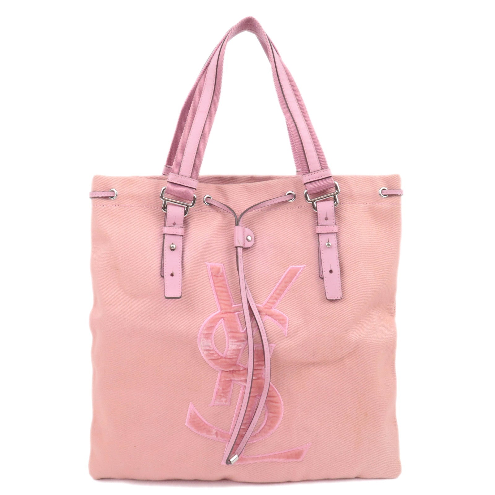 SAINT LAURENT YSL Kahala Canvas Velour Tote Bag Pink 12163190097