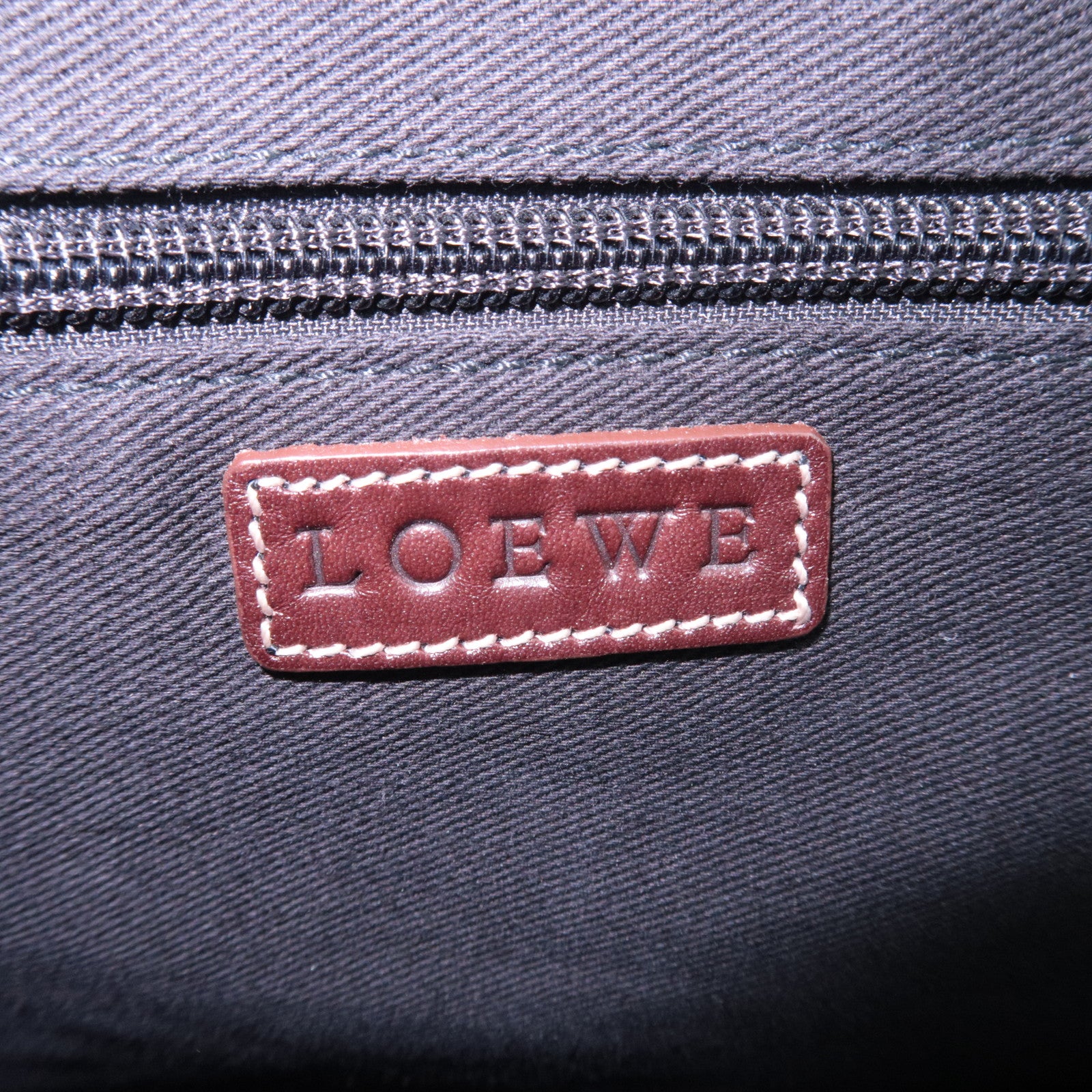 LOEWE Anagram Canvas Leather Handbag Blue Brown