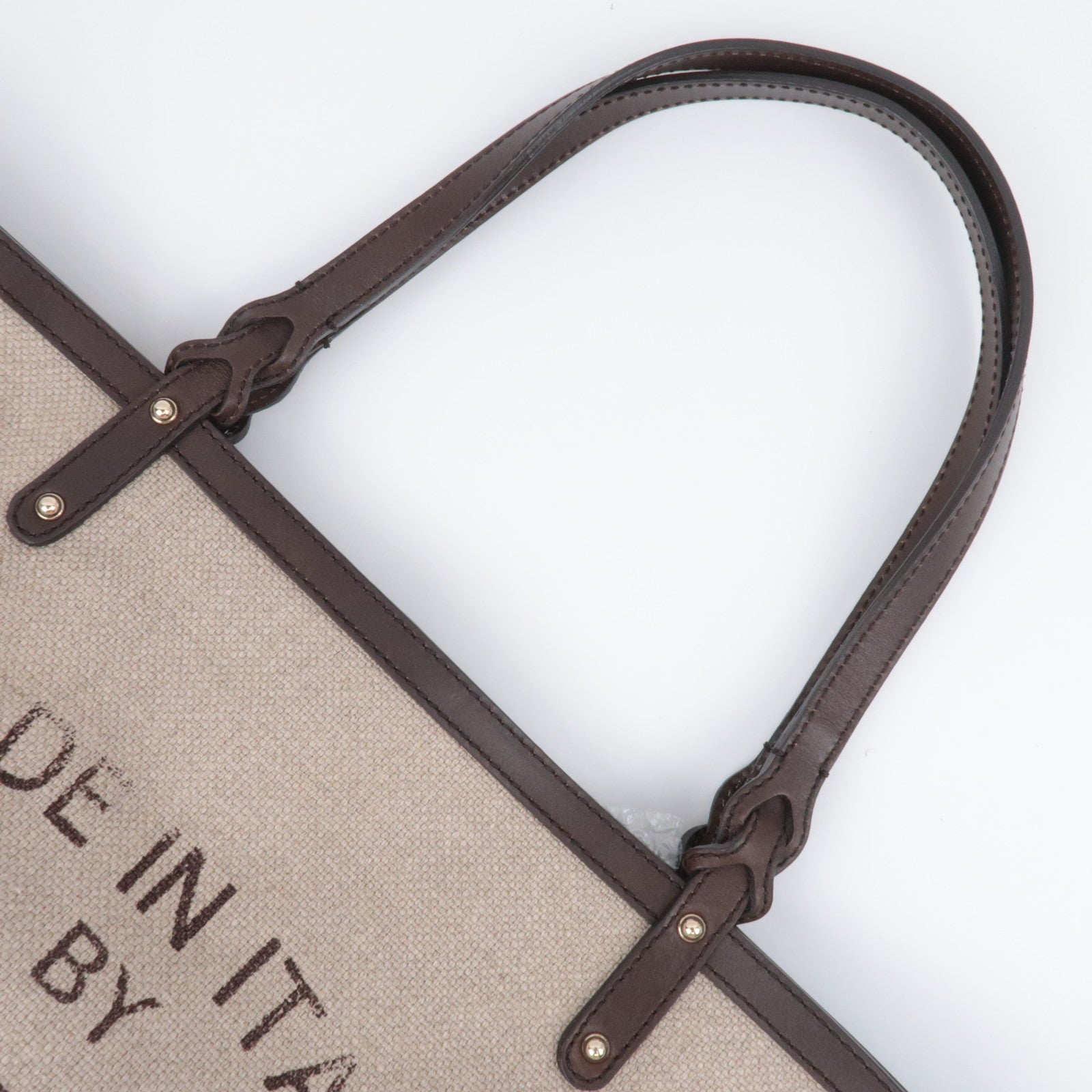 GUCCI Gucci Craft Canvas Leather Tote Bag Beige 247207