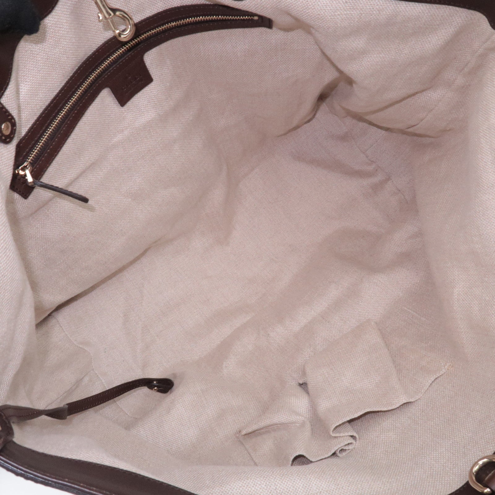 GUCCI Gucci Craft Canvas Leather Tote Bag Beige 247207