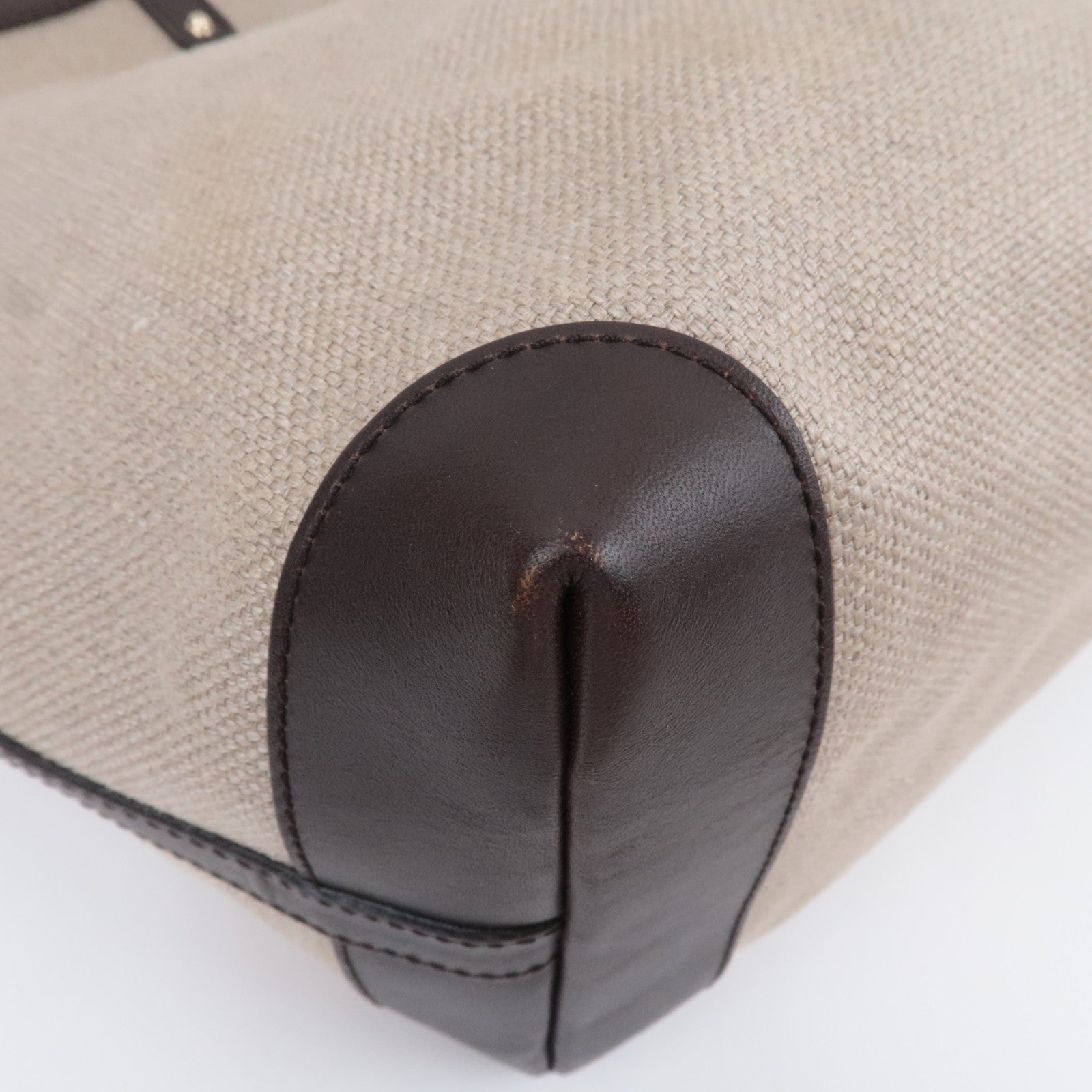 GUCCI Gucci Craft Canvas Leather Tote Bag Beige 247207