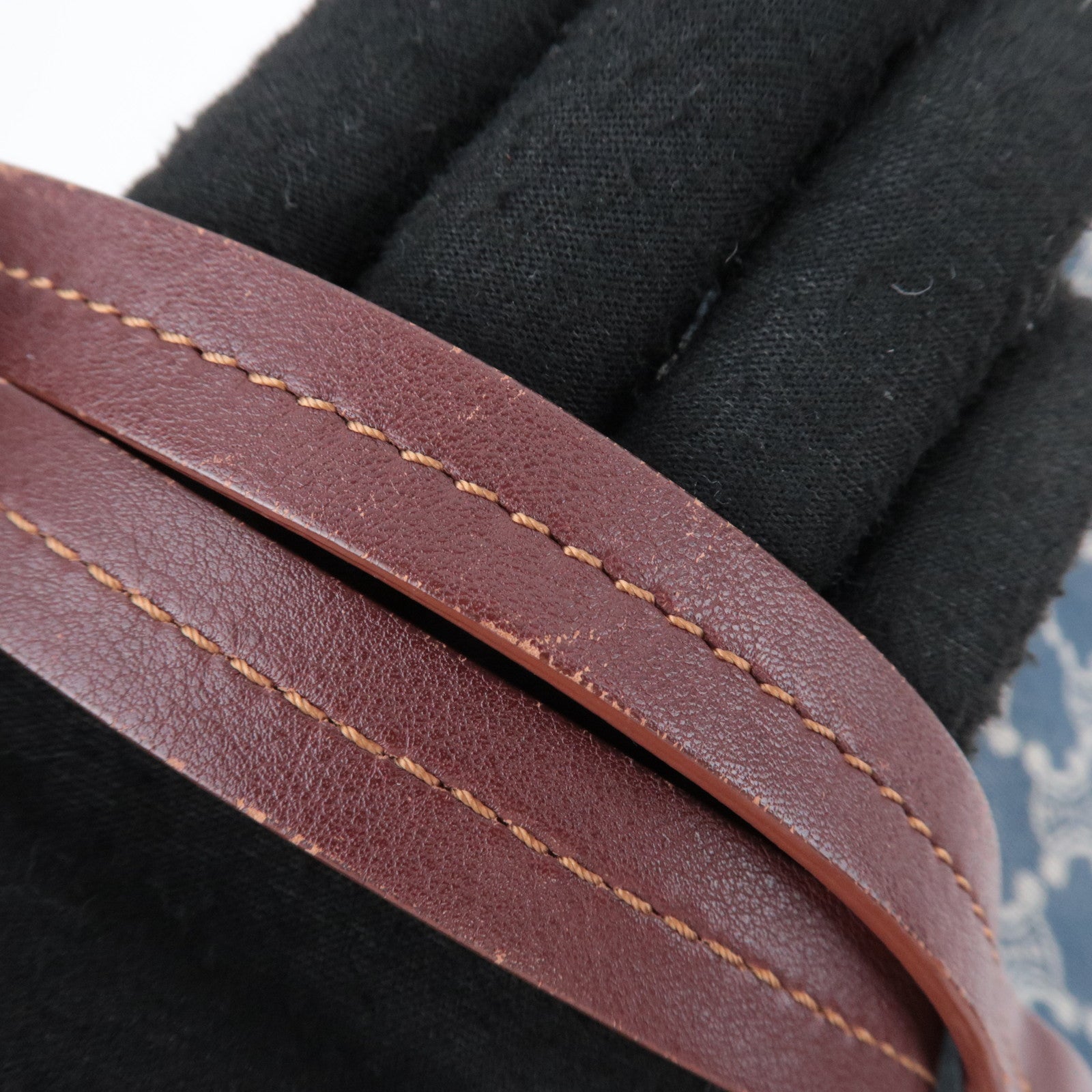 CELINE Paris Macadam Denim Leather Tote Bag Blue Brown
