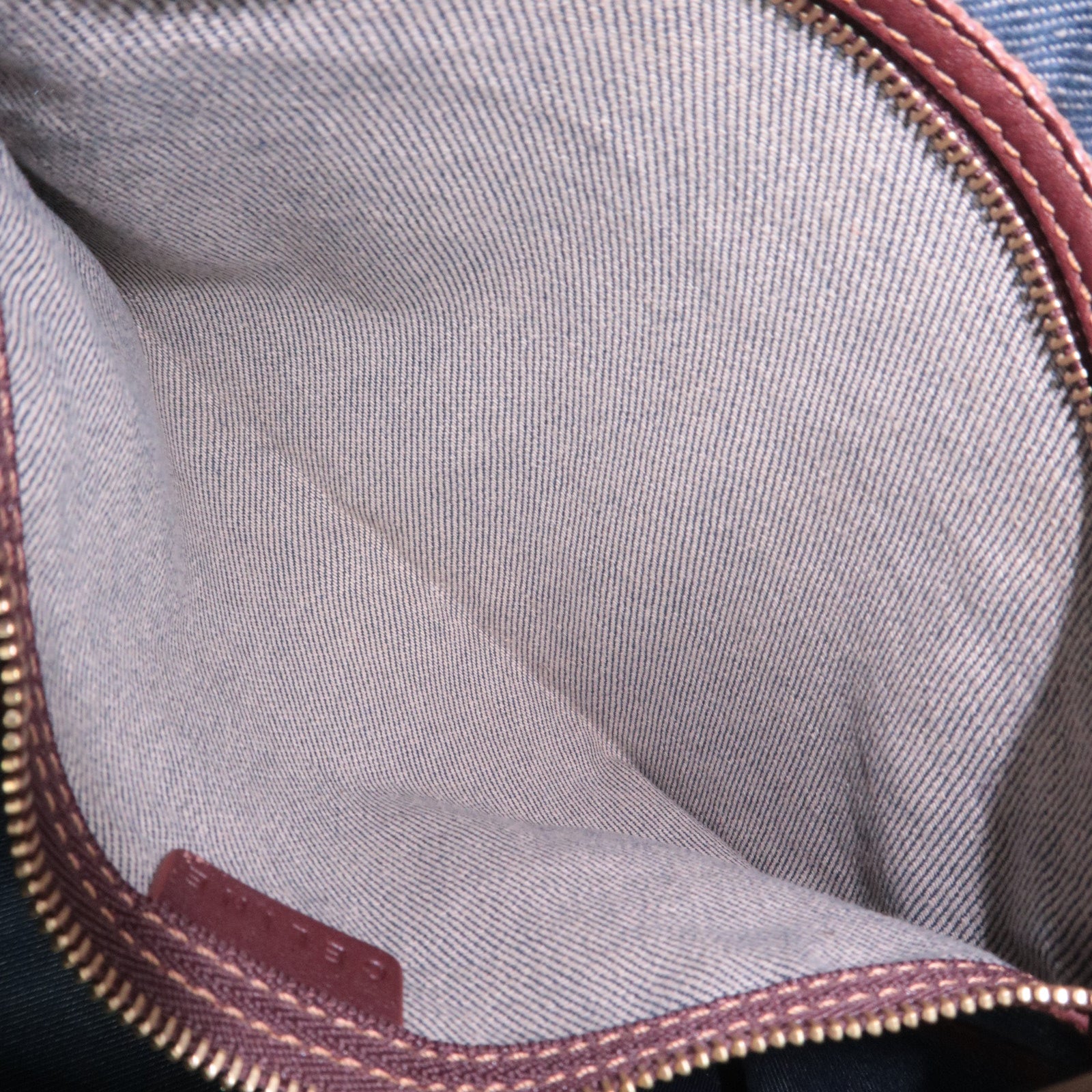 CELINE Paris Macadam Denim Leather Tote Bag Blue Brown