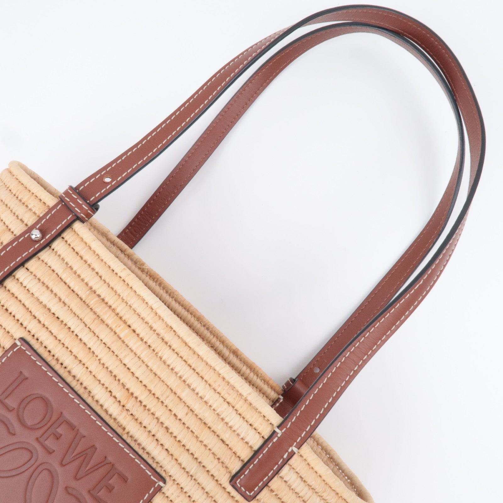 LOEWE Square Basket Bag Small Raffia Handbag Tan
