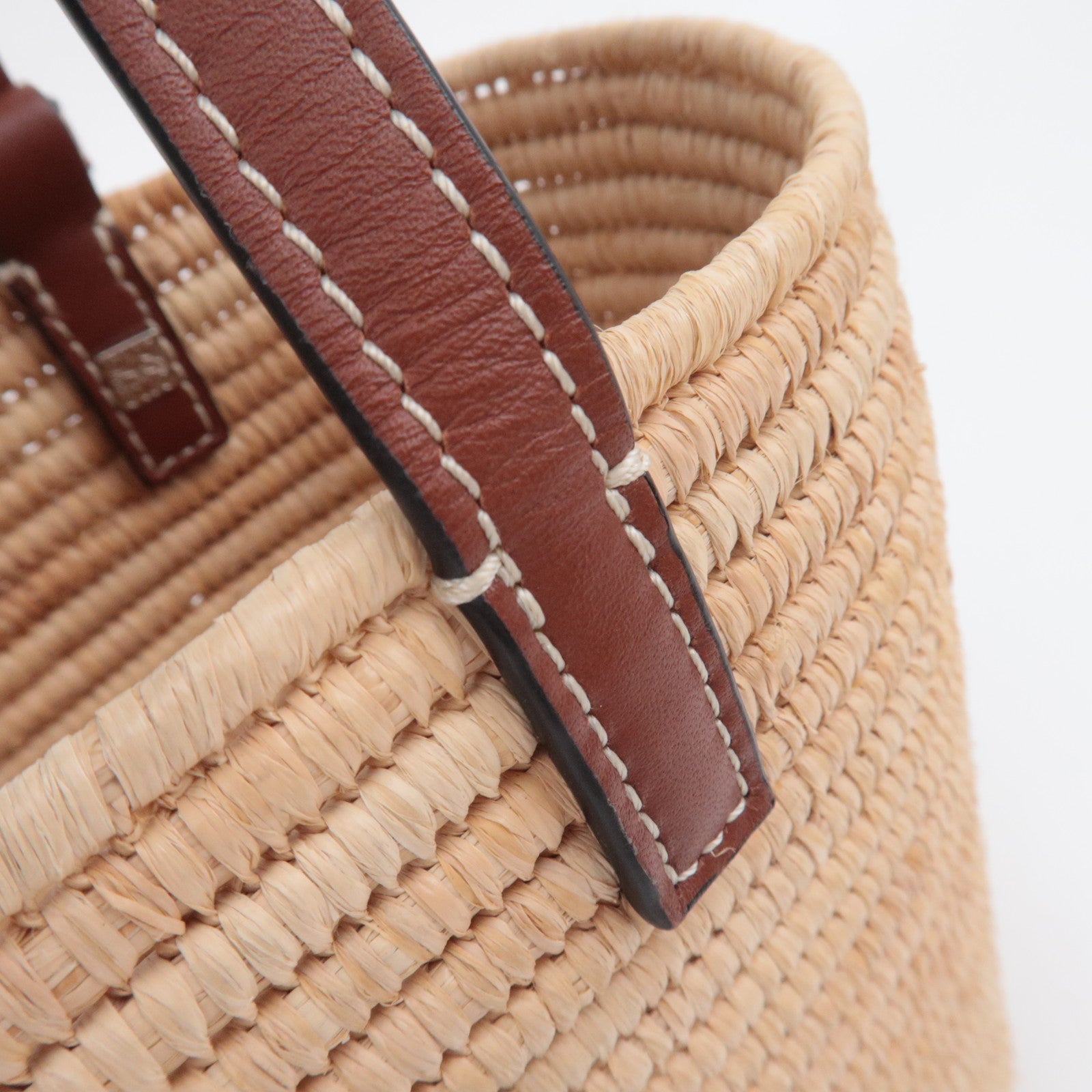 LOEWE Square Basket Bag Small Raffia Handbag Tan