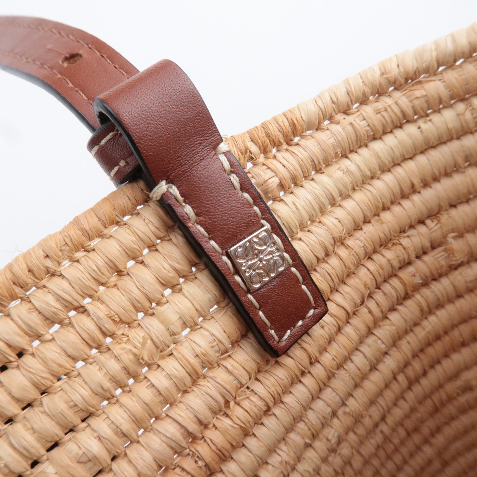 LOEWE Square Basket Bag Small Raffia Handbag Tan