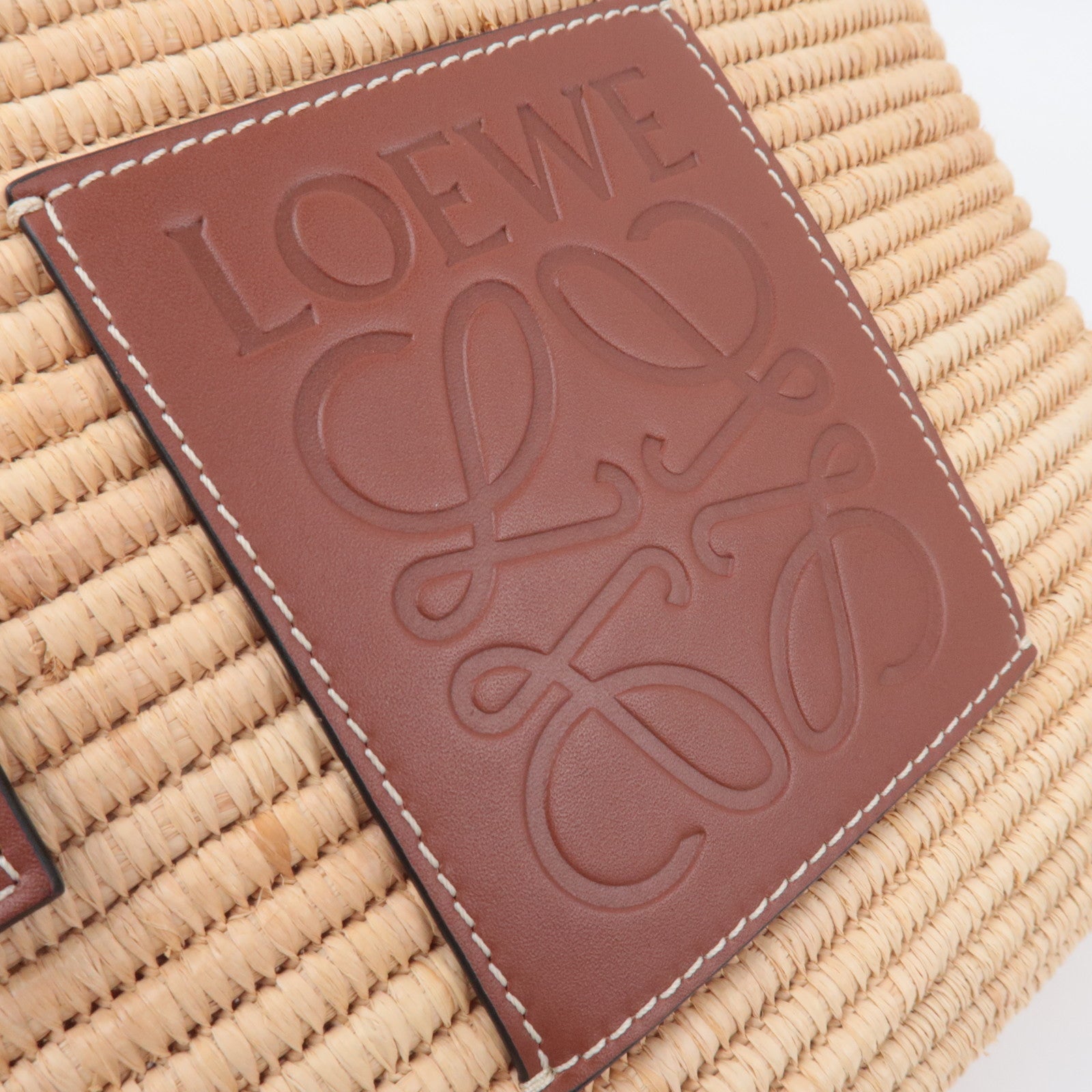 LOEWE Square Basket Bag Small Raffia Handbag Tan
