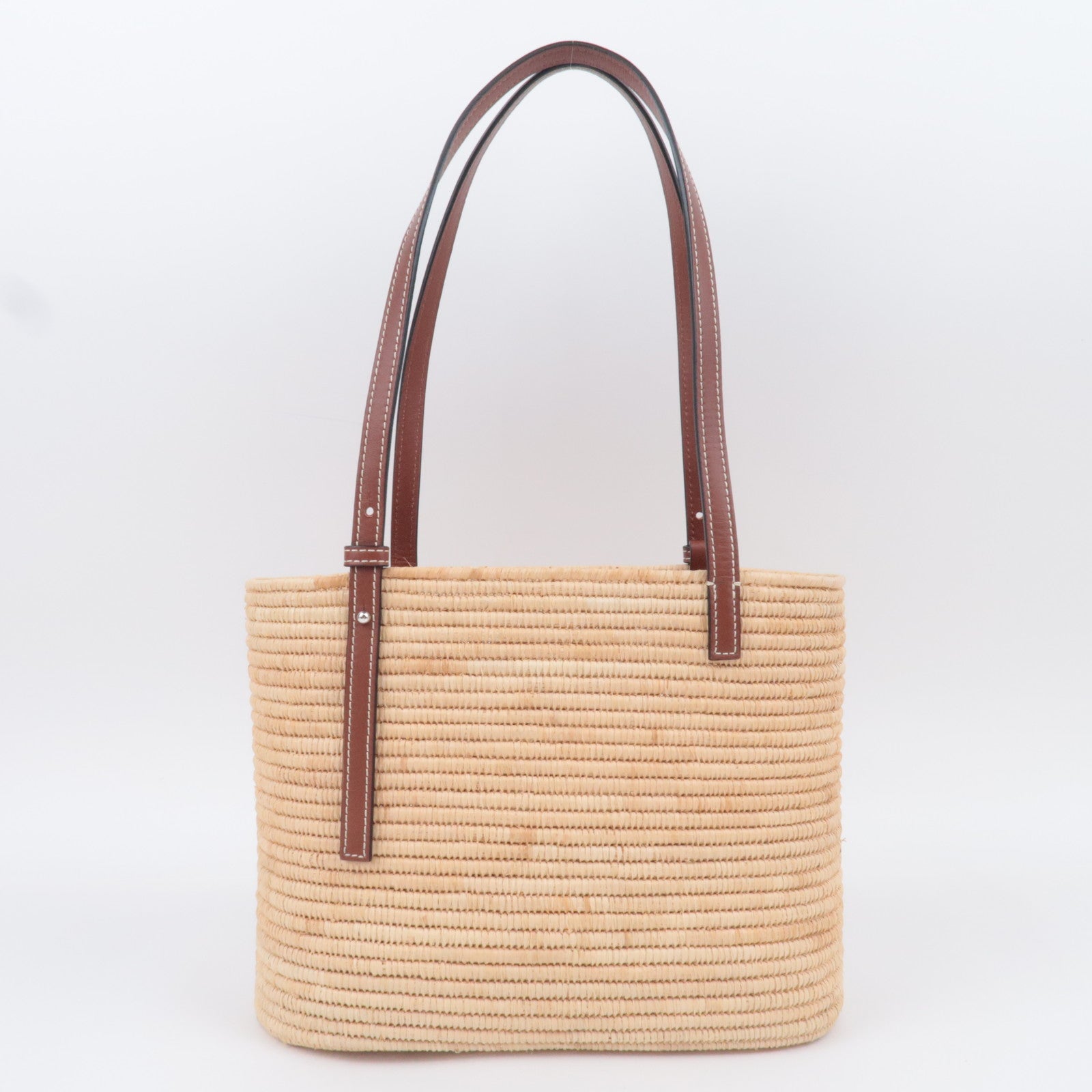 LOEWE Square Basket Bag Small Raffia Handbag Tan