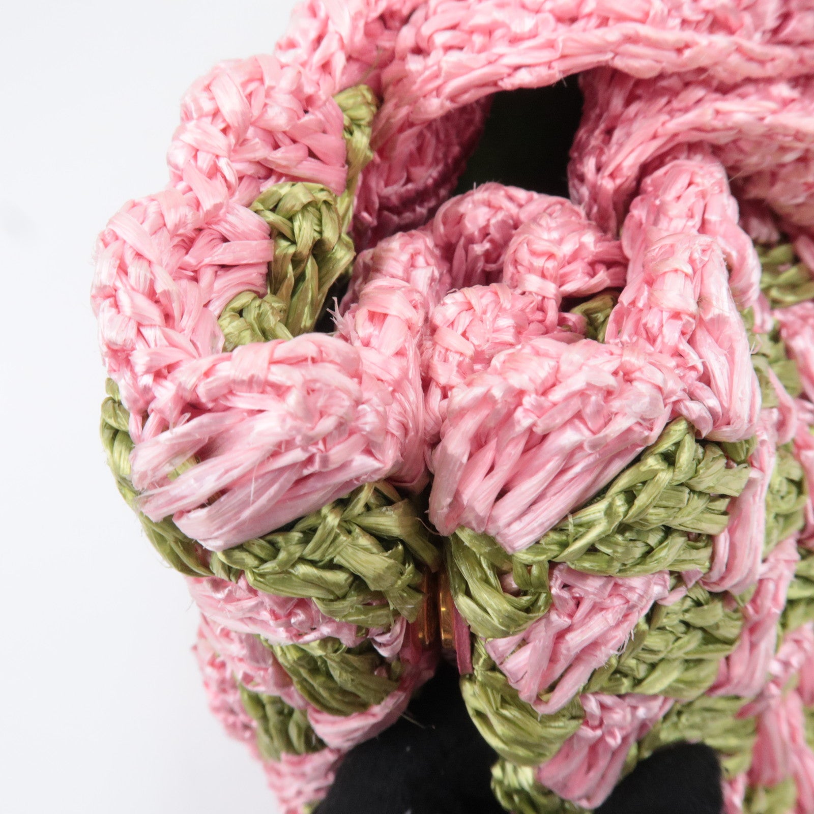 PRADA Raffia Canapa Tote Bag Pink Green BN2302