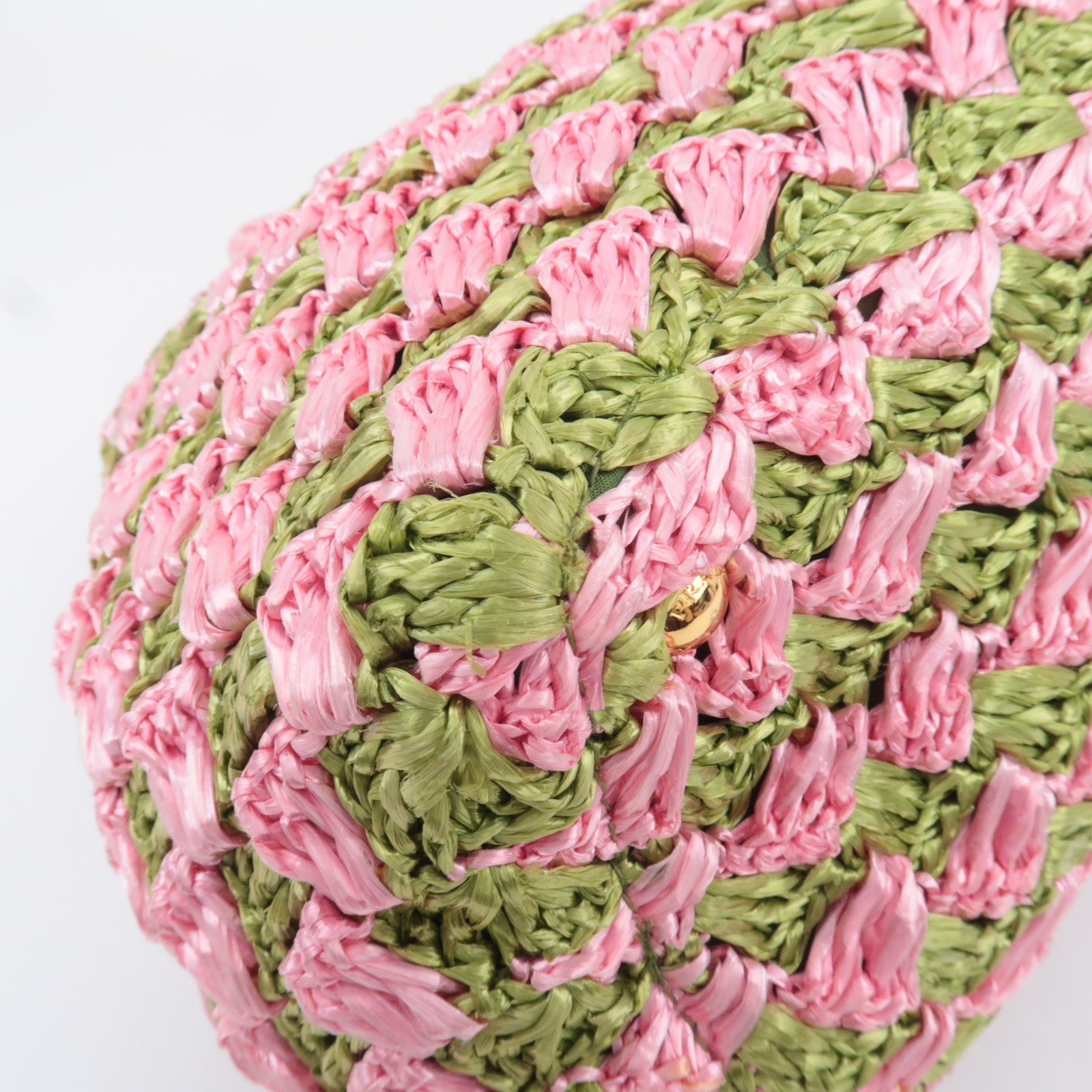 PRADA Raffia Canapa Tote Bag Pink Green BN2302