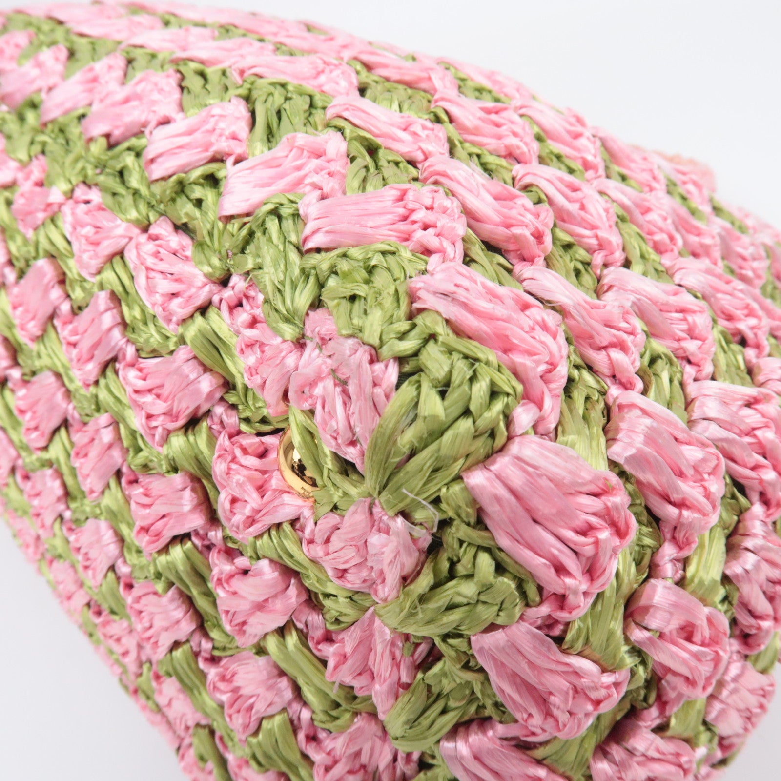 PRADA Raffia Canapa Tote Bag Pink Green BN2302