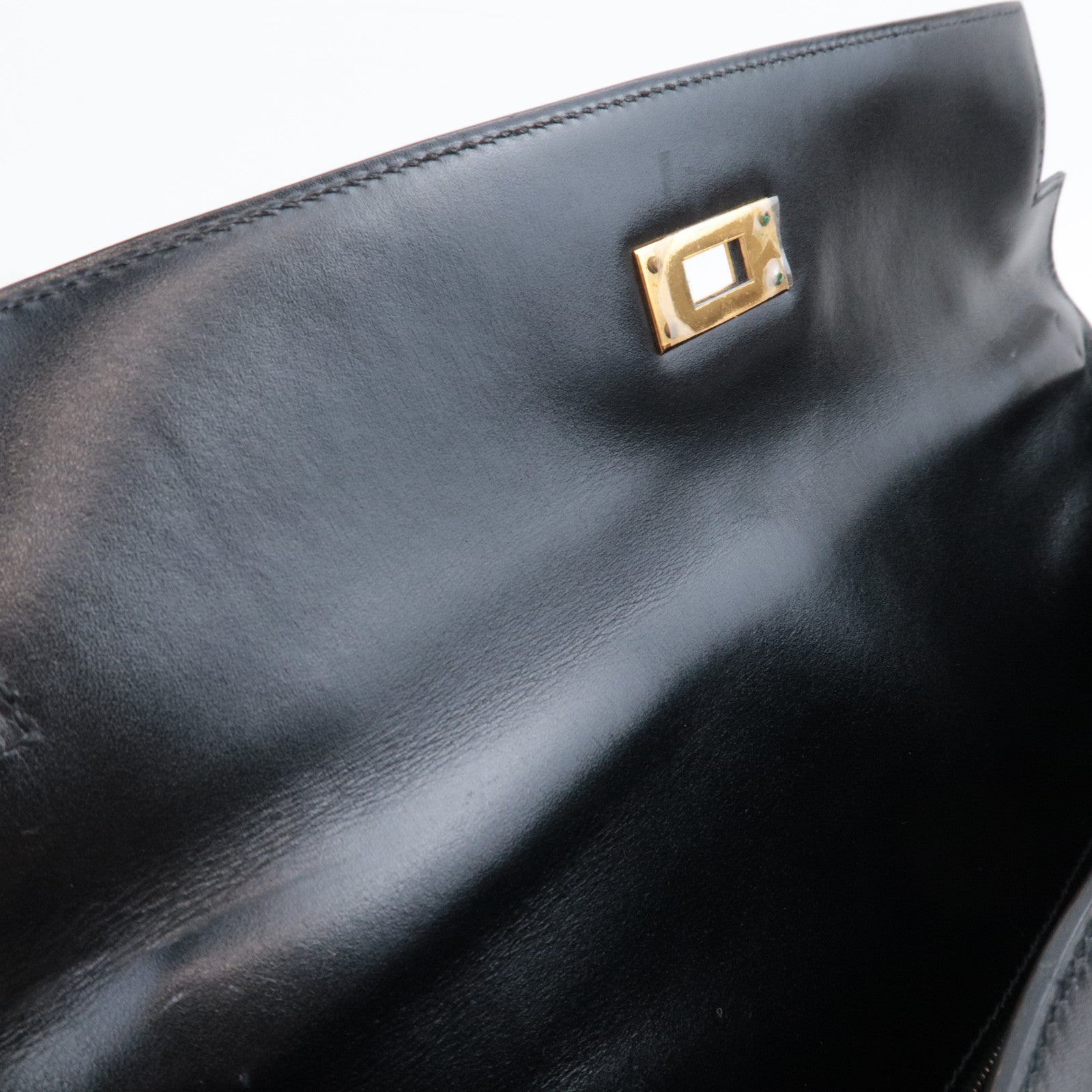 HERMES Kelly 32 □B Stamp (1998) Box Calf Black